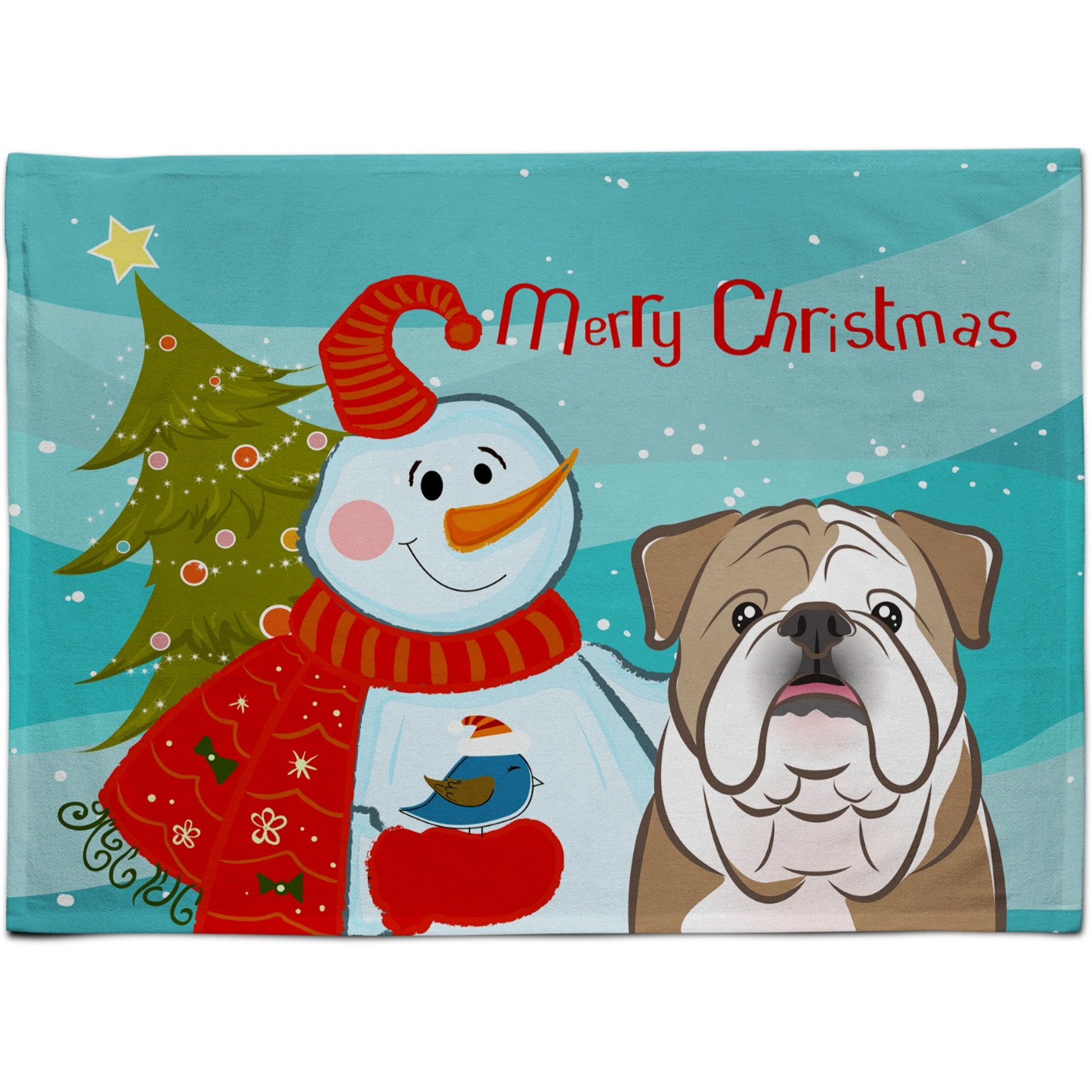 &quotCaroline's Treasures BB1839PLMT Snowman With English Bulldog Fabric Placemat, Multicolor"