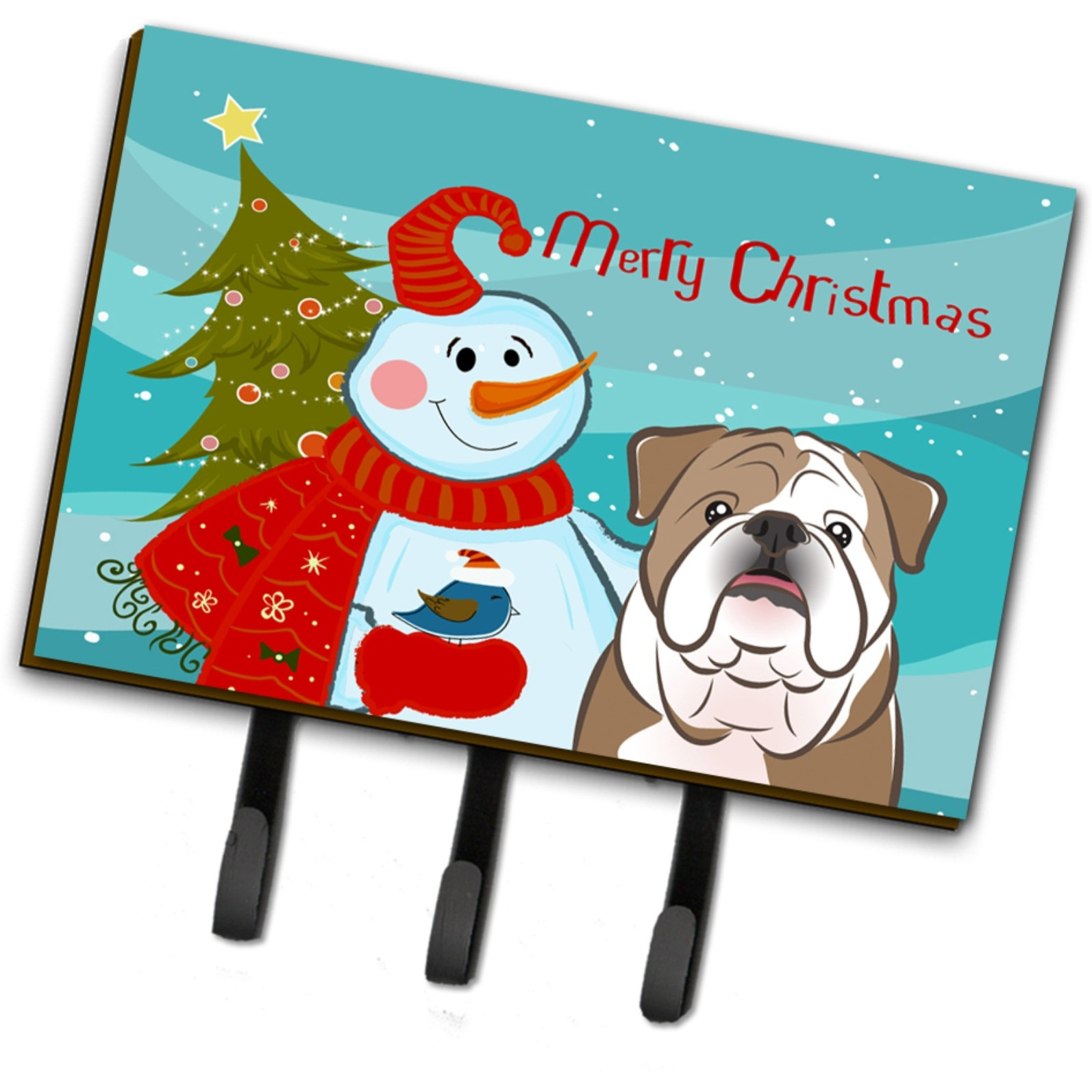 &quotCaroline's Treasures BB1839TH68 Snowman with English Bulldog Leash or Key Holder, Large, Multicolor"