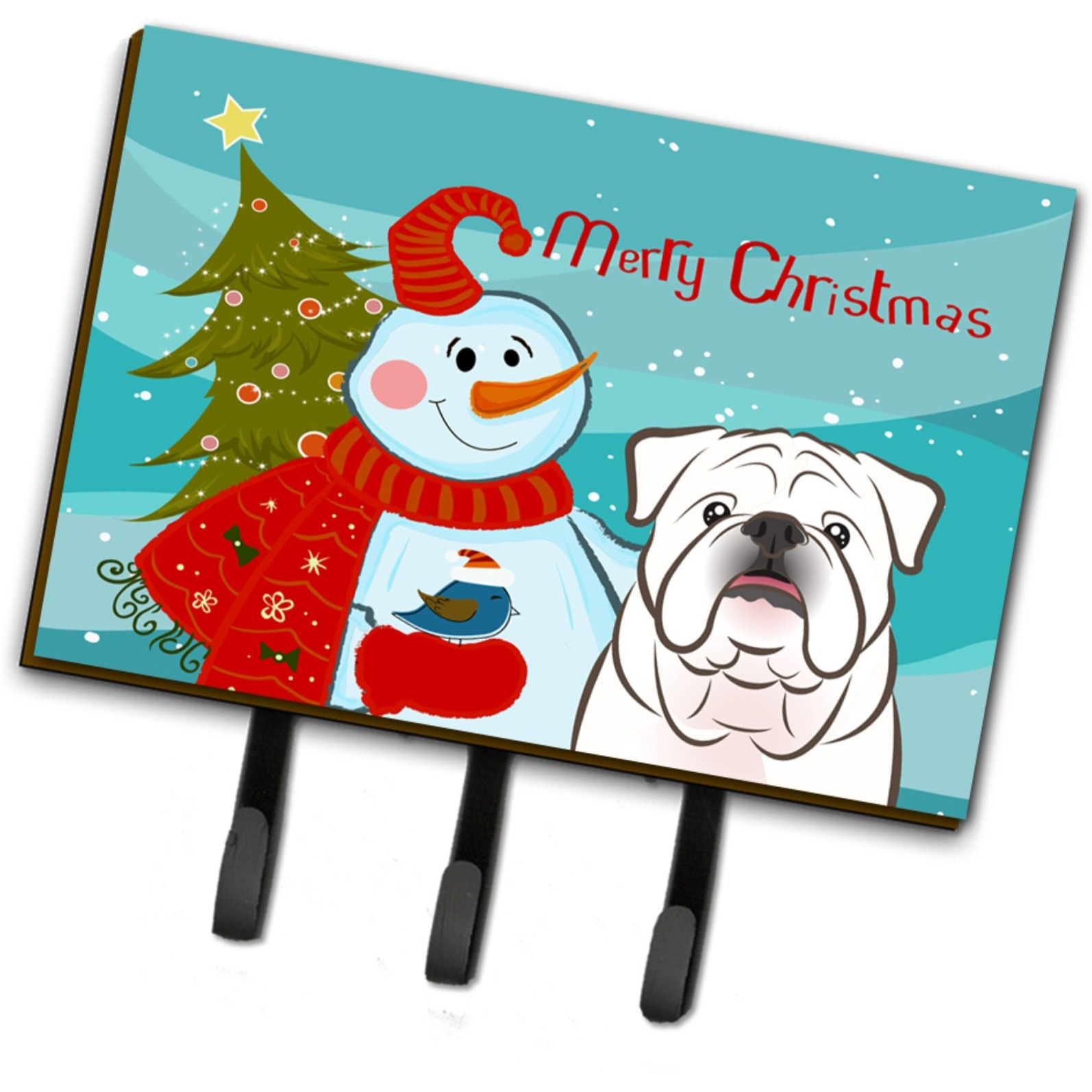 &quotCaroline's Treasures BB1840TH68 Snowman with White English Bulldog Leash or Key Holder, Large, Multicolor"