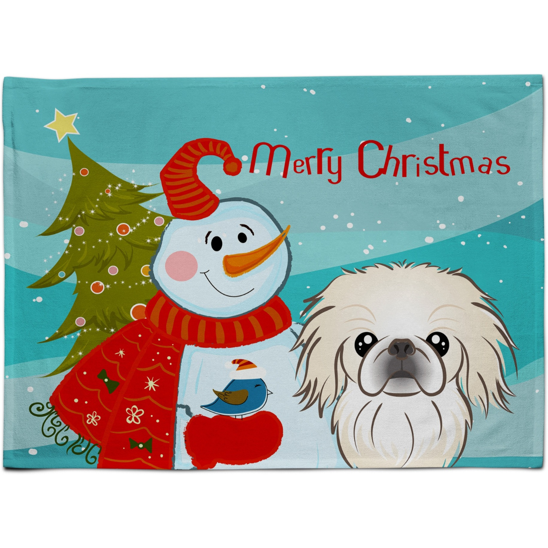 &quotCaroline's Treasures BB1841PLMT Snowman With Pekingese Fabric Placemat, Multicolor"