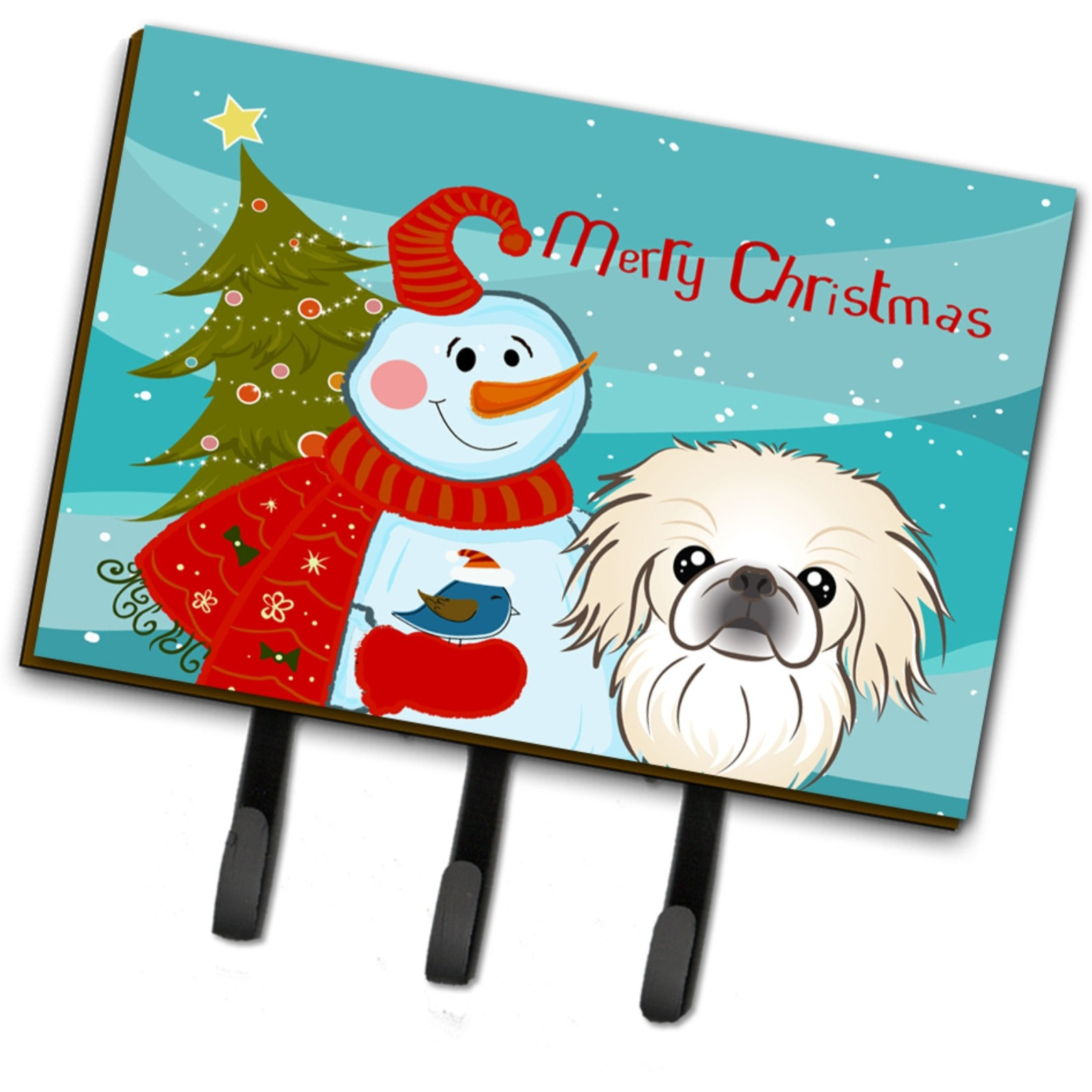 &quotCaroline's Treasures BB1841TH68 Snowman with Pekingese Leash or Key Holder, Large, Multicolor"