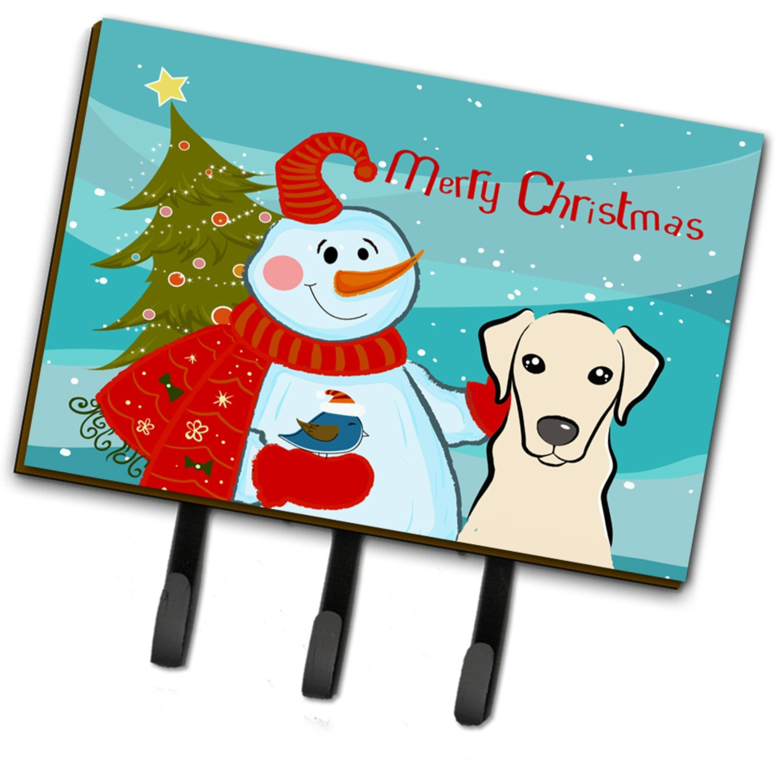 &quotCaroline's Treasures BB1842TH68 Snowman with Yellow Labrador Leash or Key Holder, Large, Multicolor"