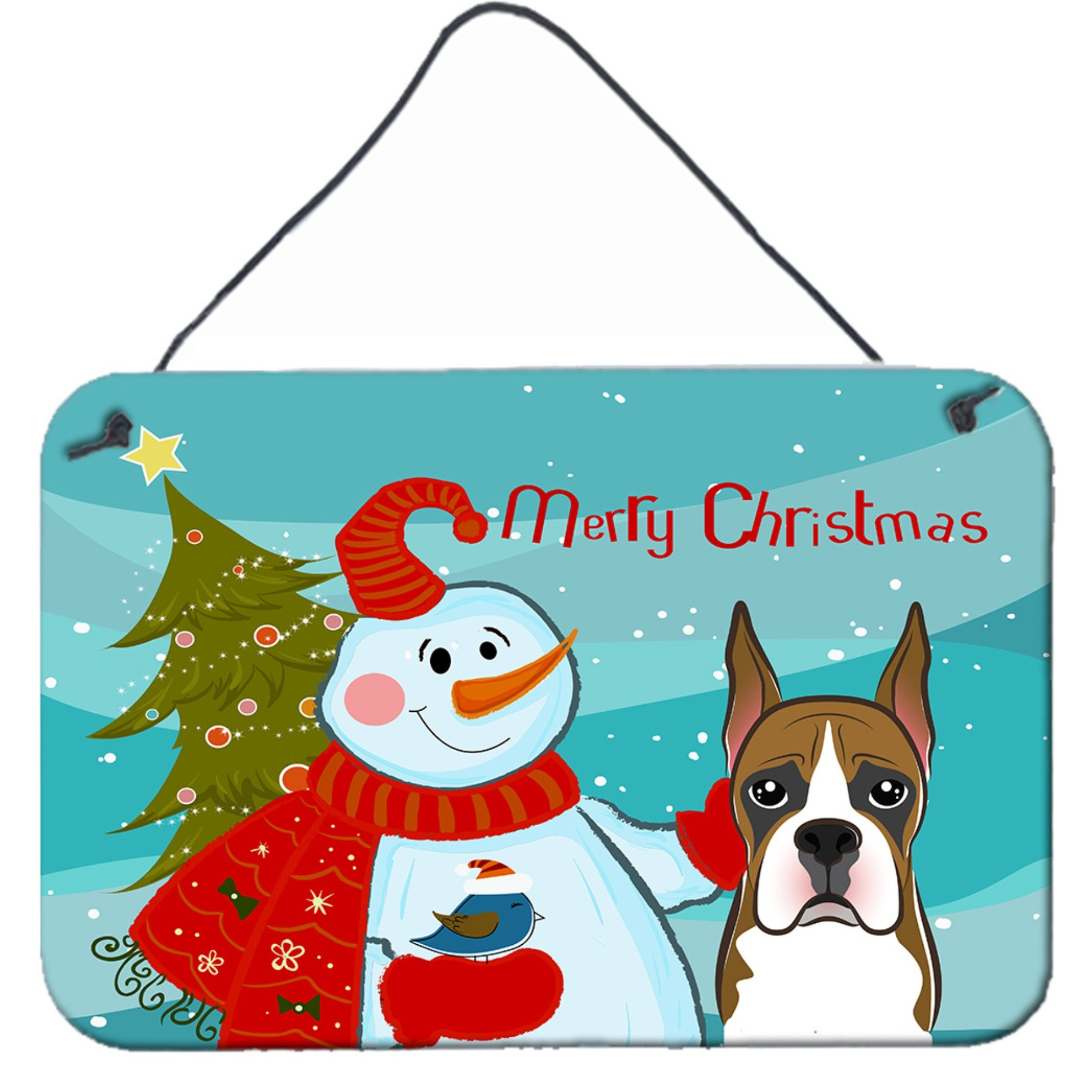 &quotCaroline's Treasures Snowman with Boxer Wall or Door Hanging Prints BB1843DS812, 8HX12W"