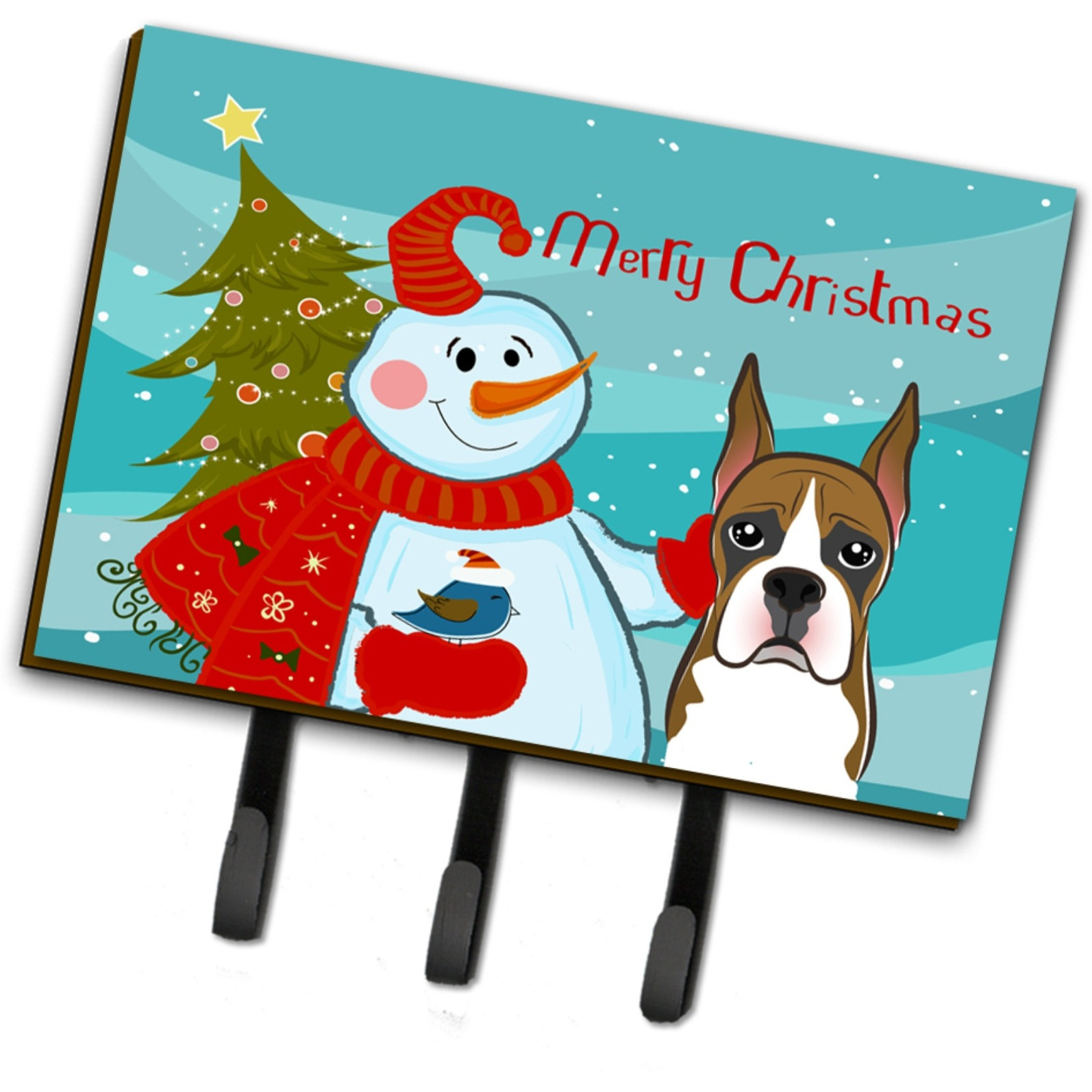 &quotCaroline's Treasures BB1843TH68 Snowman with Boxer Leash or Key Holder, Large, Multicolor"