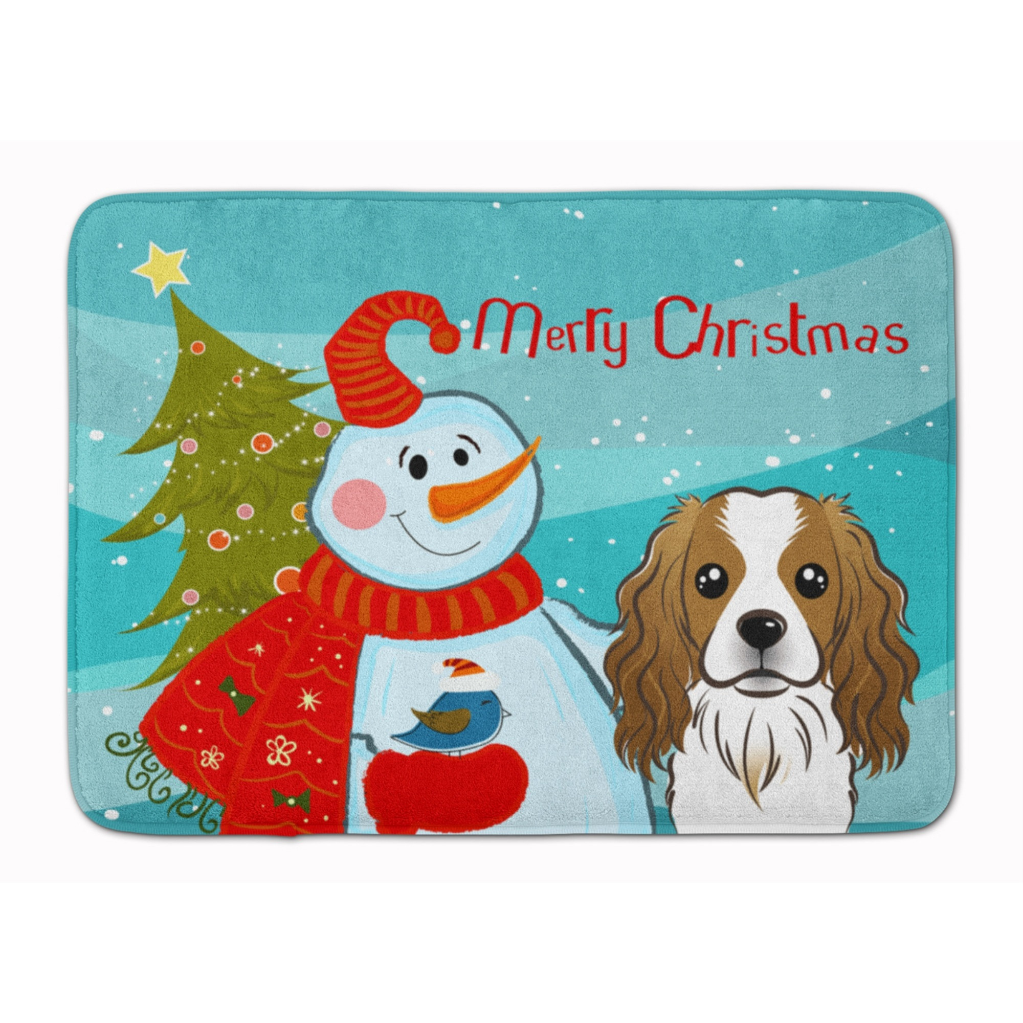 &quotCaroline's Treasures Snowman with Cavalier Spaniel Floor Mat, 19"" x 27"", Multicolor"