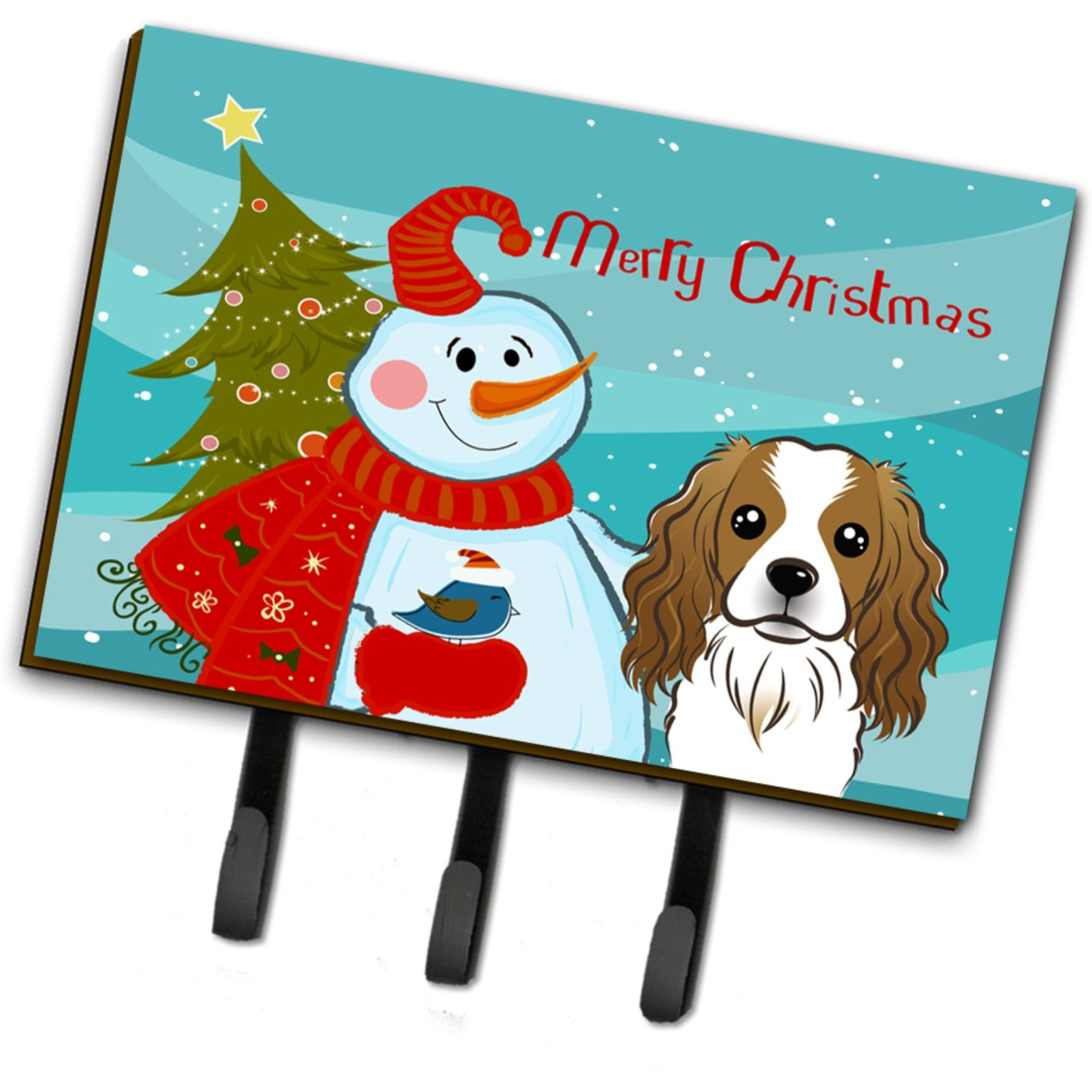&quotCaroline's Treasures BB1844TH68 Snowman with Cavalier Spaniel Leash or Key Holder, Large, Multicolor"