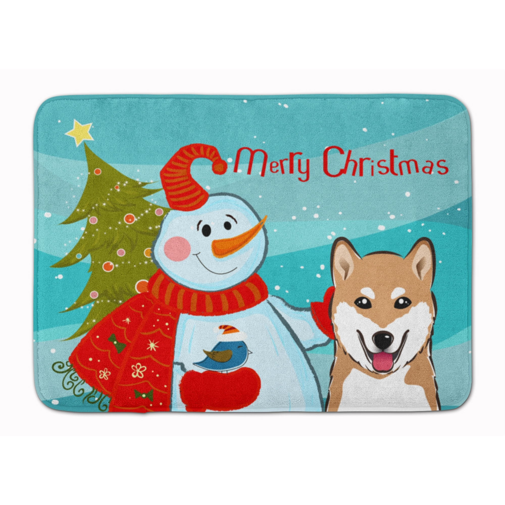 &quotCaroline's Treasures Snowman with Shiba Inu Floor Mat, 19"" x 27"", Multicolor"