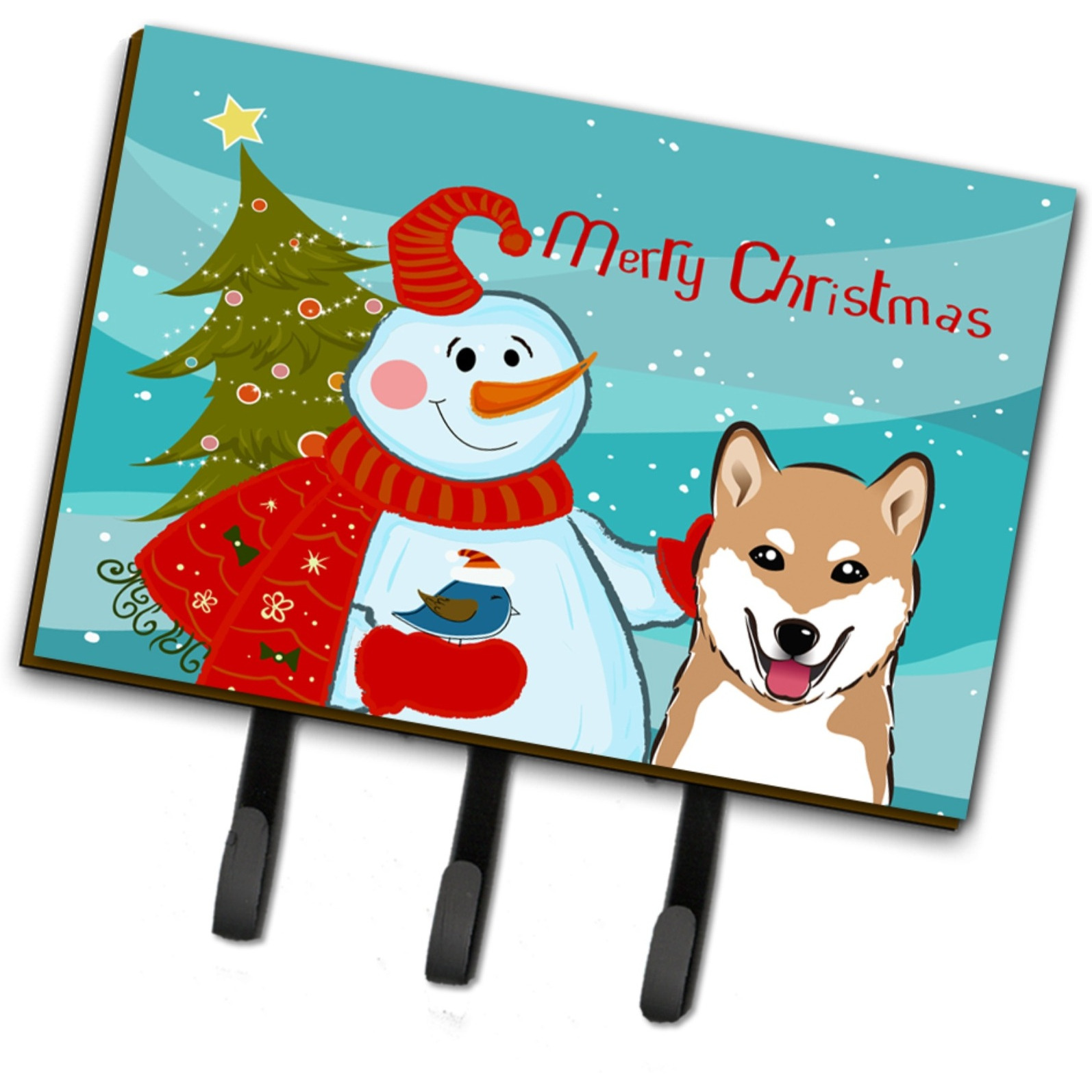 &quotCaroline's Treasures BB1845TH68 Snowman with Shiba Inu Leash or Key Holder, Large, Multicolor"