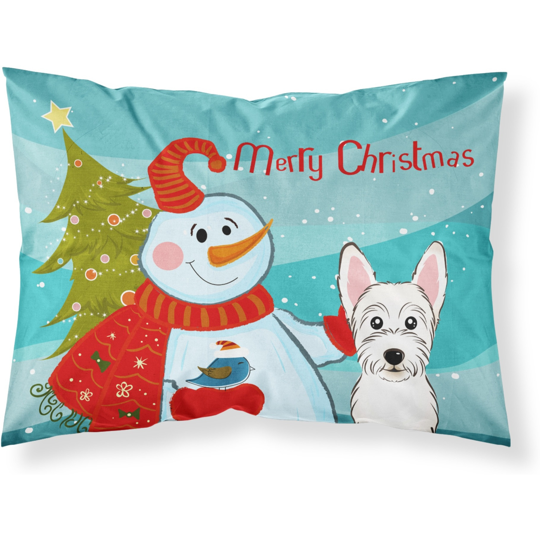 &quotCaroline's Treasures BB1846PILLOWCASE Snowman with Westie Fabric Standard Pillowcase, Large, Multicolor"