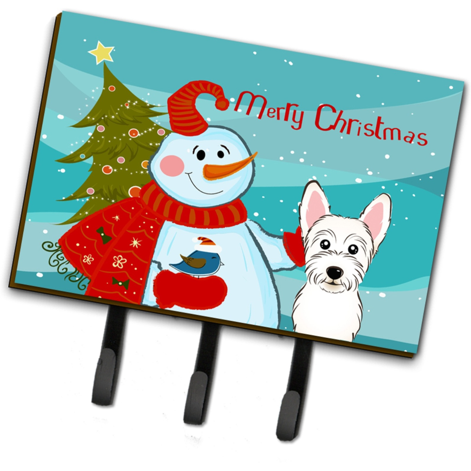 &quotCaroline's Treasures BB1846TH68 Snowman with Westie Leash or Key Holder, Large, Multicolor"