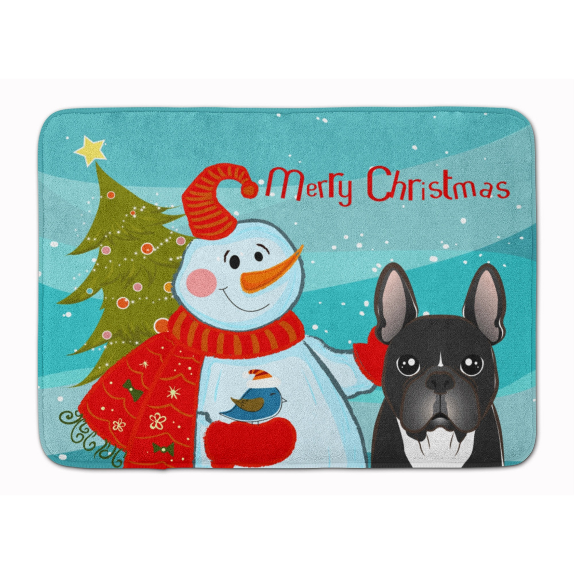 &quotCaroline's Treasures Snowman with French Bulldog Floor Mat, 19"" x 27"", Multicolor"