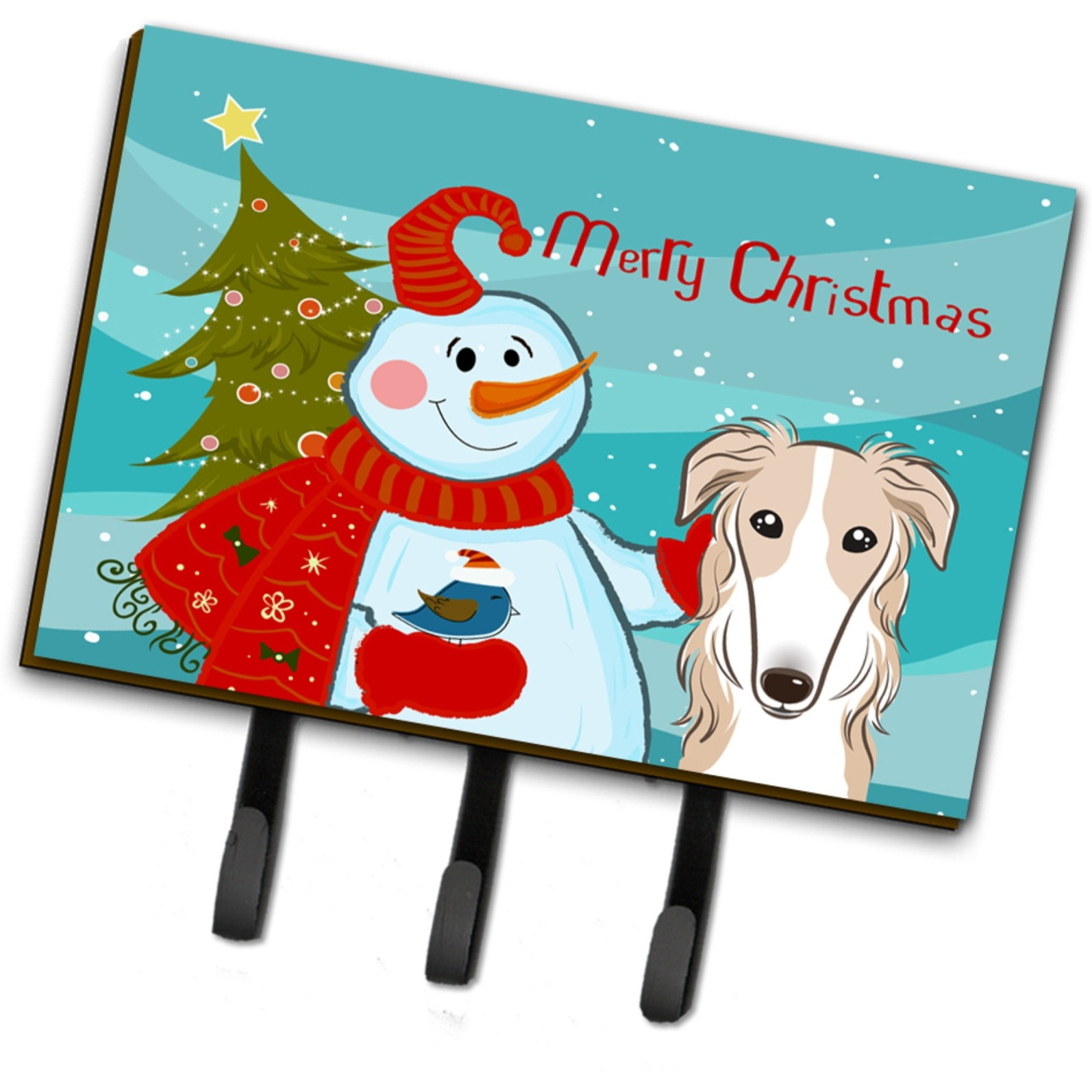 &quotCaroline's Treasures BB1848TH68 Snowman with Borzoi Leash or Key Holder, Large, Multicolor"
