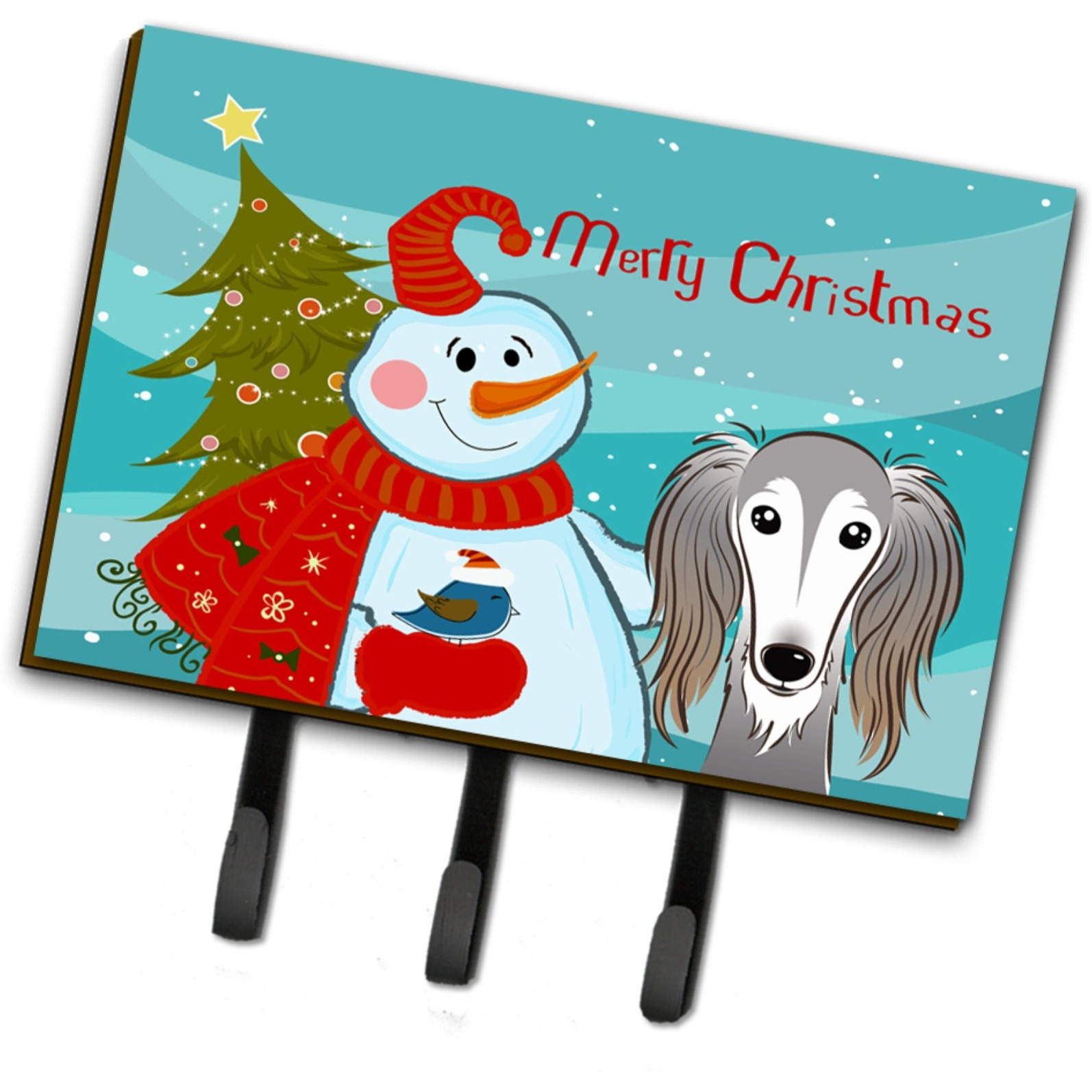&quotCaroline's Treasures BB1849TH68 Snowman with Saluki Leash or Key Holder, Large, Multicolor"