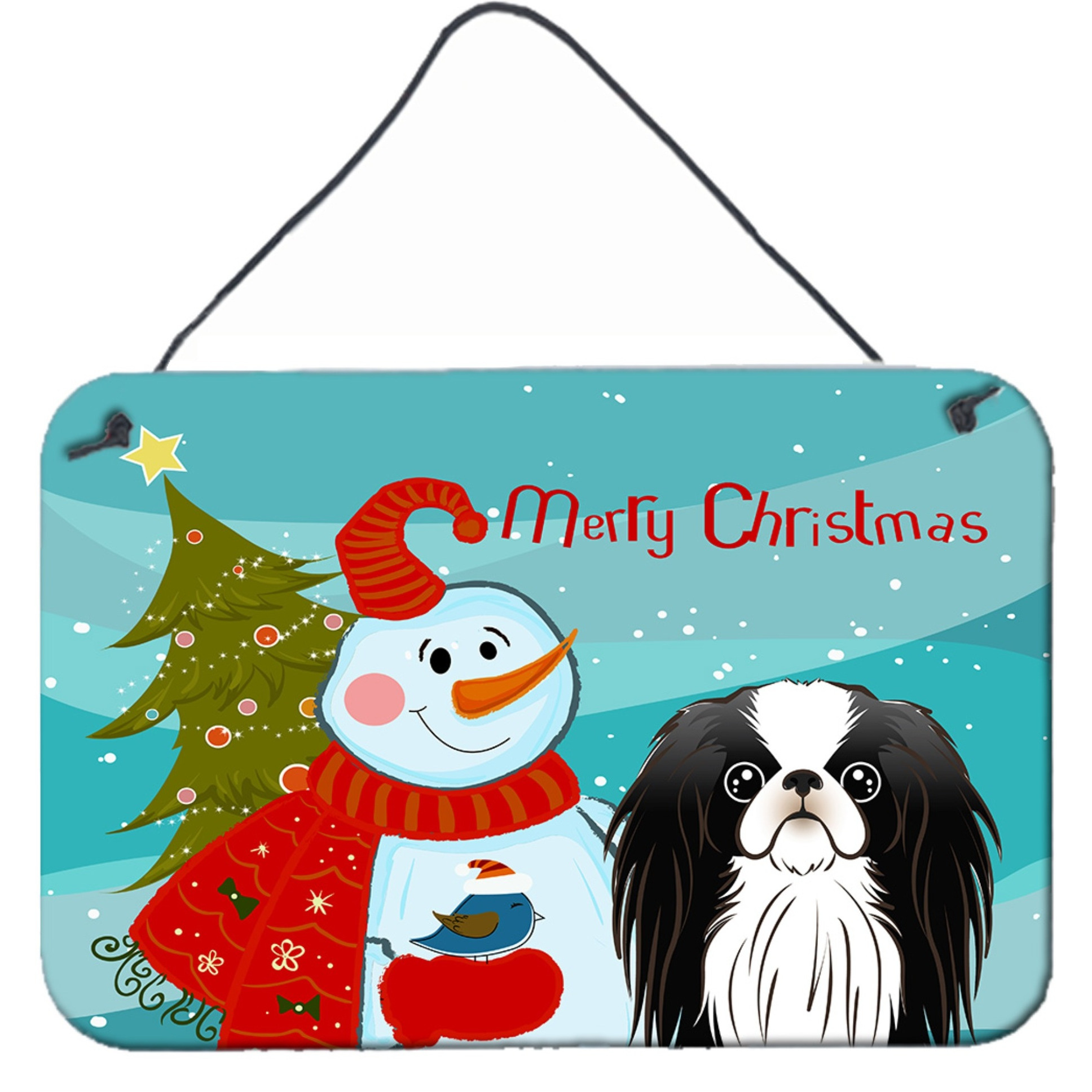 &quotCaroline's Treasures Snowman with Japanese Chin Wall or Door Hanging Prints BB1850DS812, 8HX12W"