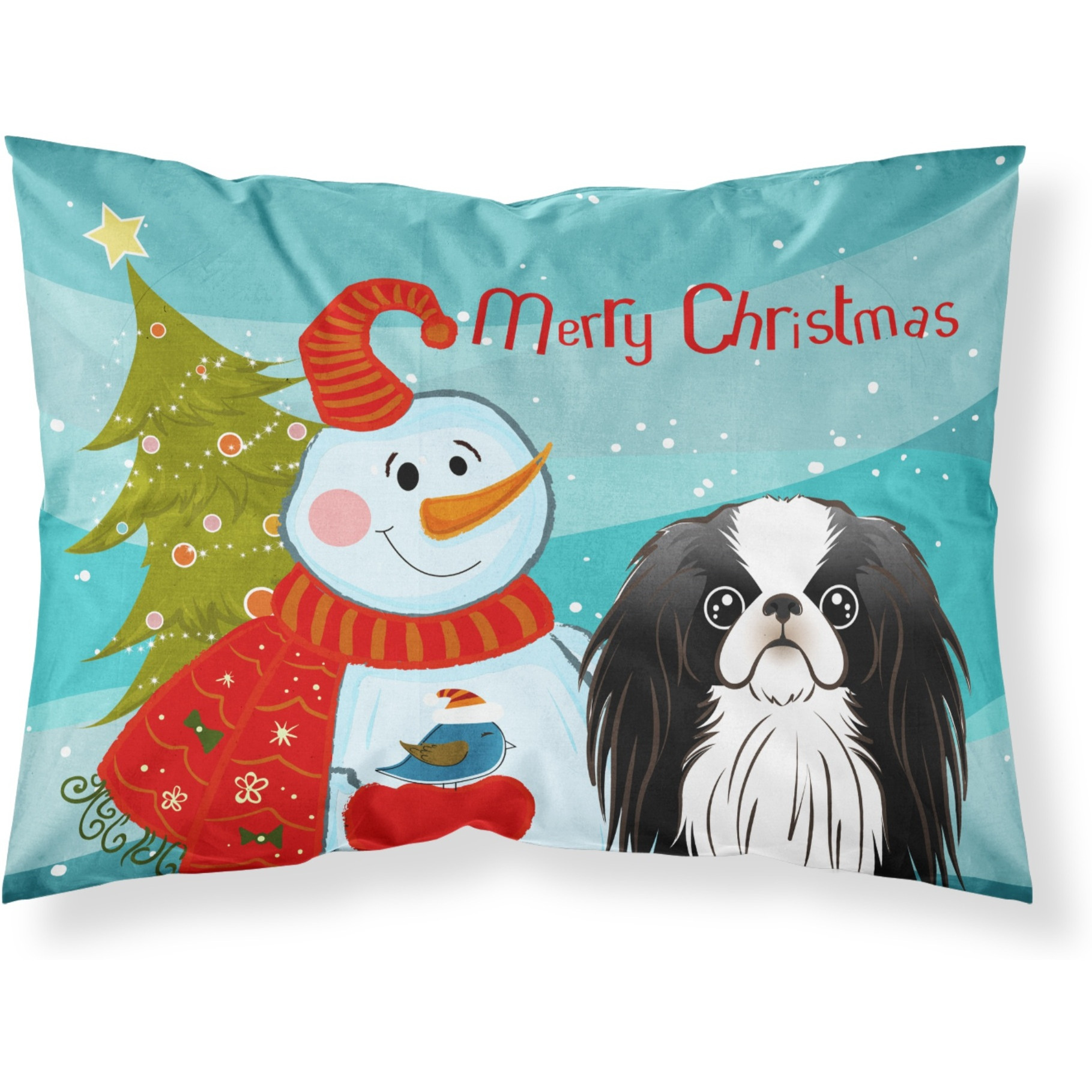 &quotCaroline's Treasures BB1850PILLOWCASE Snowman with Japanese Chin Fabric Standard Pillowcase, Large, Multicolor"