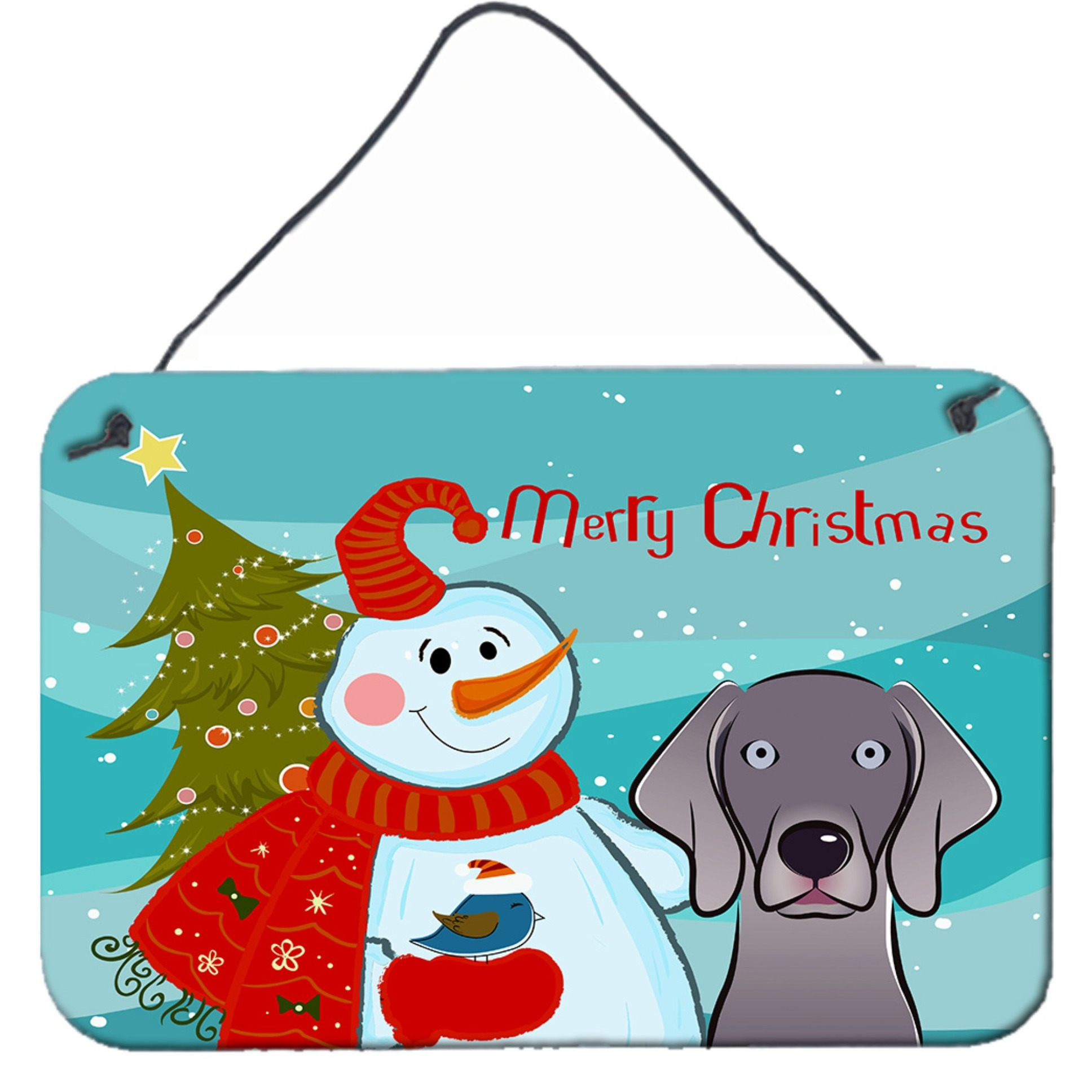 &quotCaroline's Treasures Snowman with Weimaraner Wall or Door Hanging Prints BB1851DS812, 8HX12W, Multicolor"