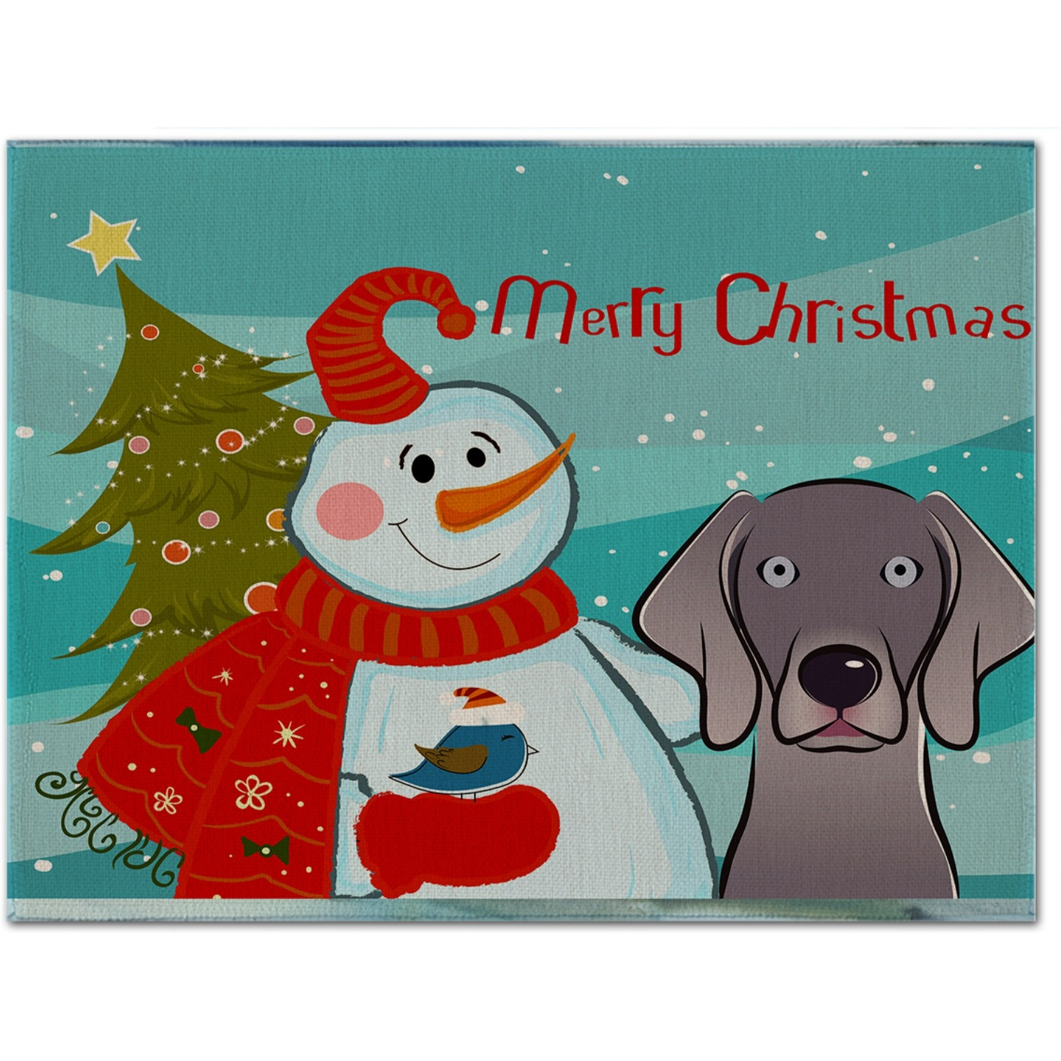 &quotCaroline's Treasures BB1851PLMT Snowman With Weimaraner Fabric Placemat, Multicolor"