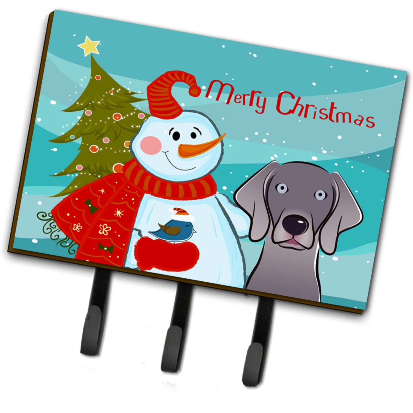 &quotCaroline's Treasures BB1851TH68 Snowman with Weimaraner Leash or Key Holder, Large, Multicolor"