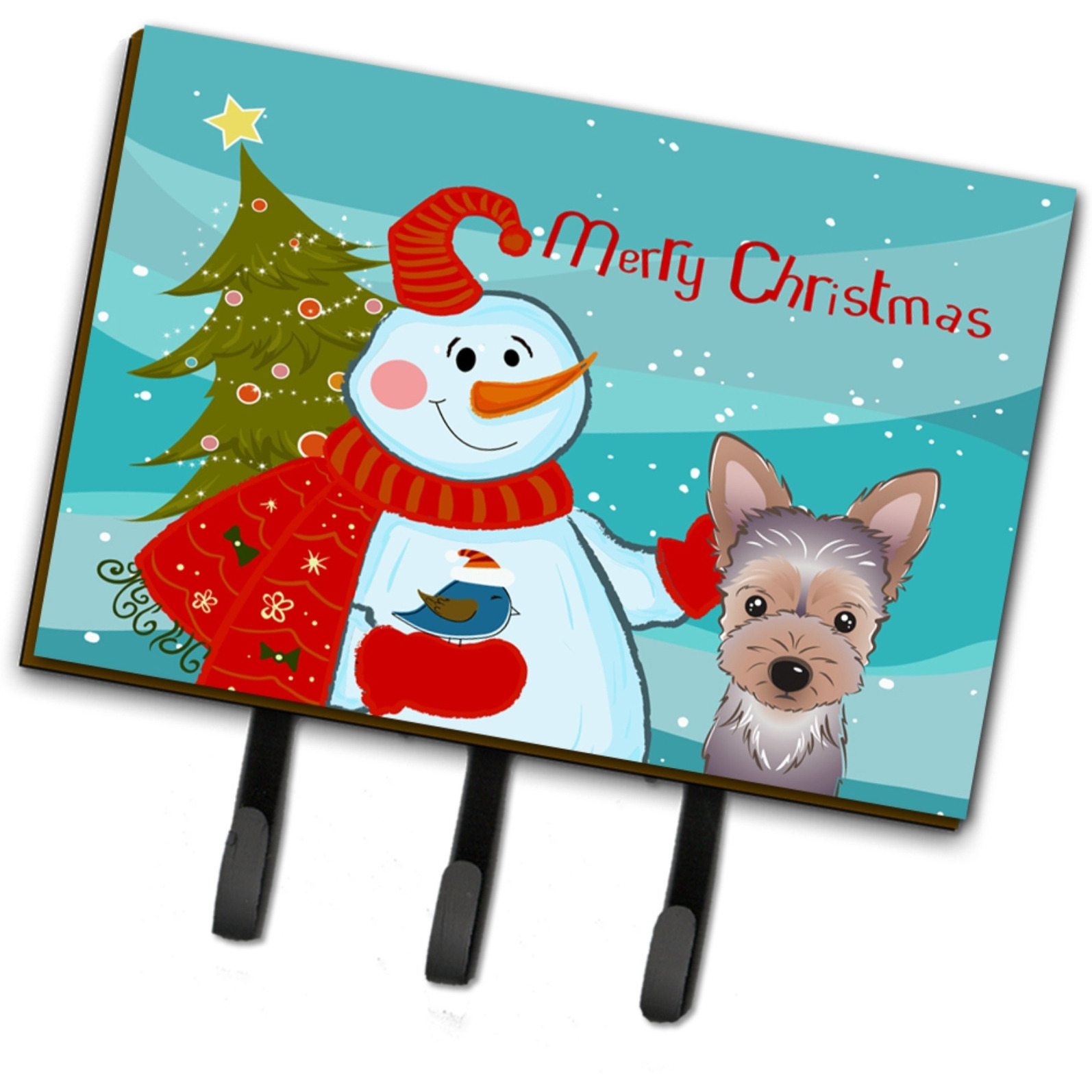 &quotCaroline's Treasures BB1852TH68 Snowman with Yorkie Puppy Leash or Key Holder, Large, Multicolor"
