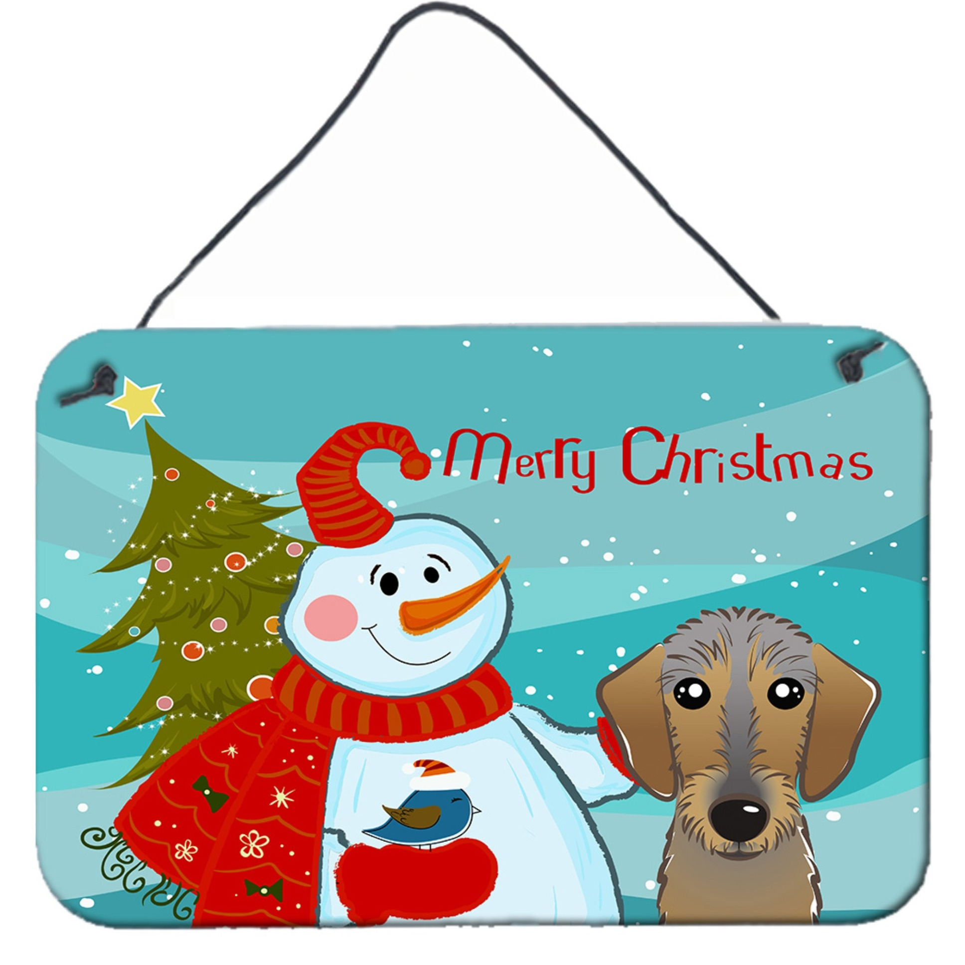 &quotCaroline's Treasures Snowman with Wirehaired Dachshund Wall or Door Hanging Prints BB1853DS812, 8HX12W, Multicolor"