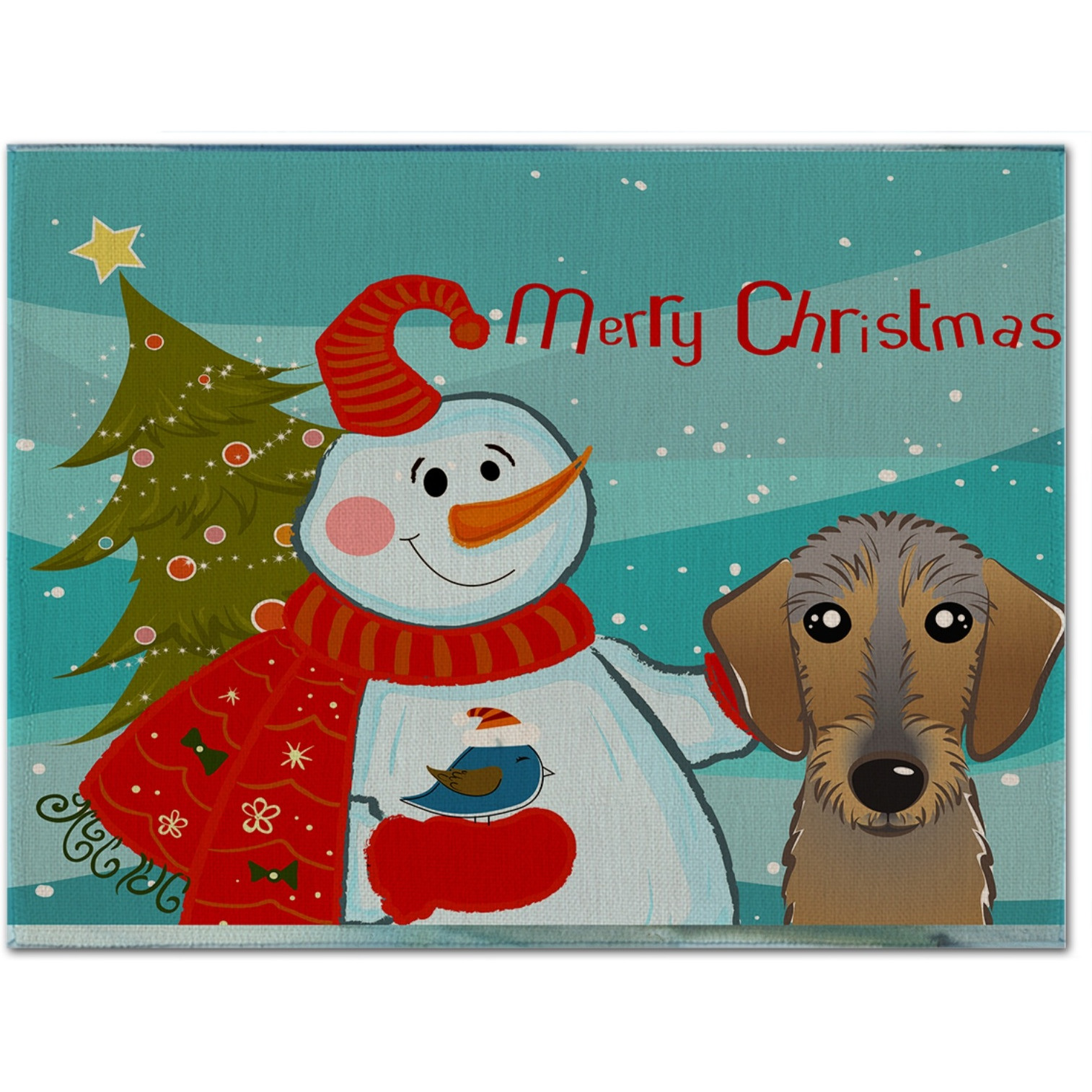 &quotCaroline's Treasures BB1853PLMT Snowman With Wirehaired Dachshund Fabric Placemat, Multicolor"