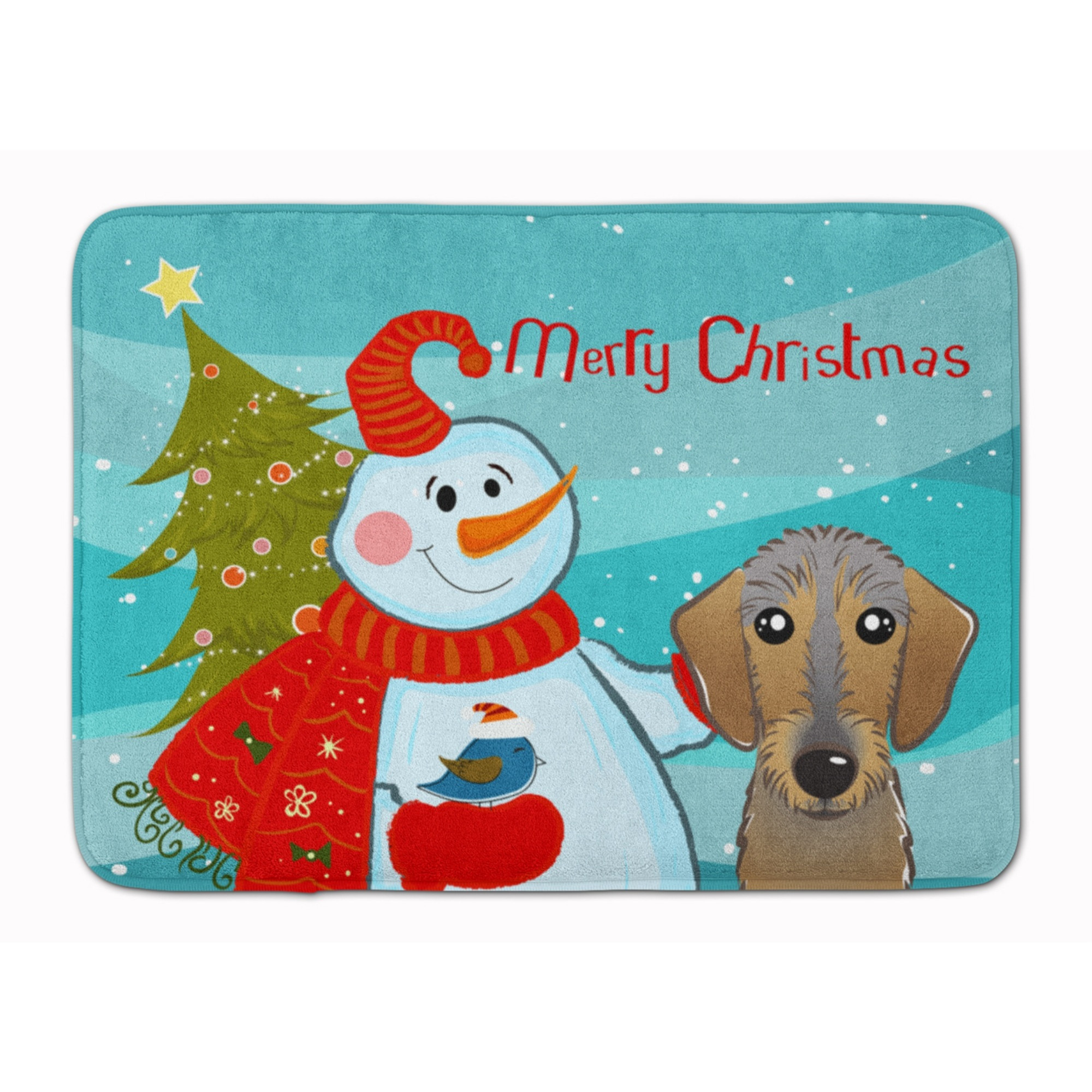 &quotCaroline's Treasures Snowman with Wirehaired Dachshund Floor Mat, 19"" x 27"", Multicolor"