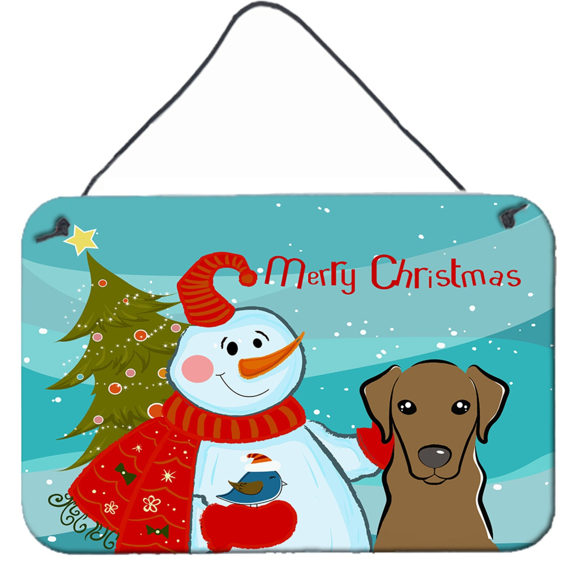 &quotCaroline's Treasures Snowman with Chocolate Labrador Wall or Door Hanging Prints BB1854DS812, 8HX12W"