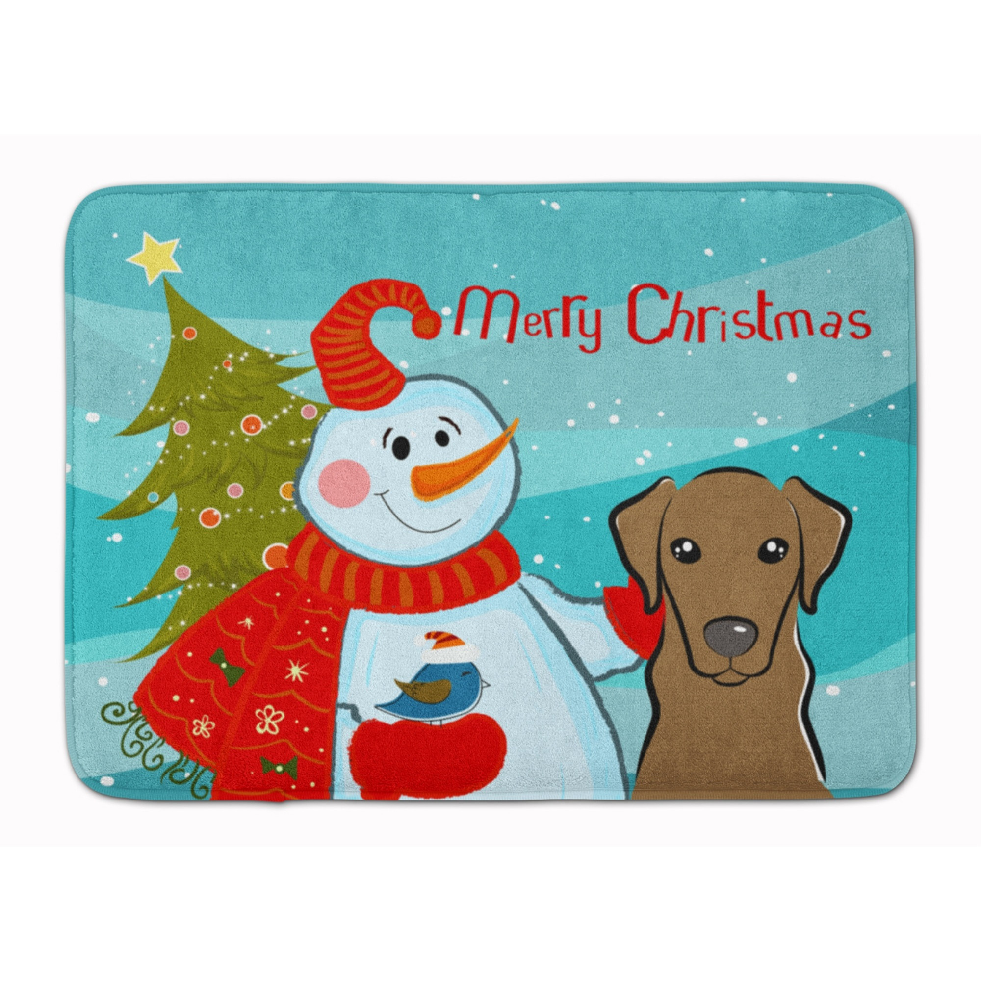 &quotCaroline's Treasures Snowman with Chocolate Labrador Floor Mat, 19"" x 27"", Multicolor"