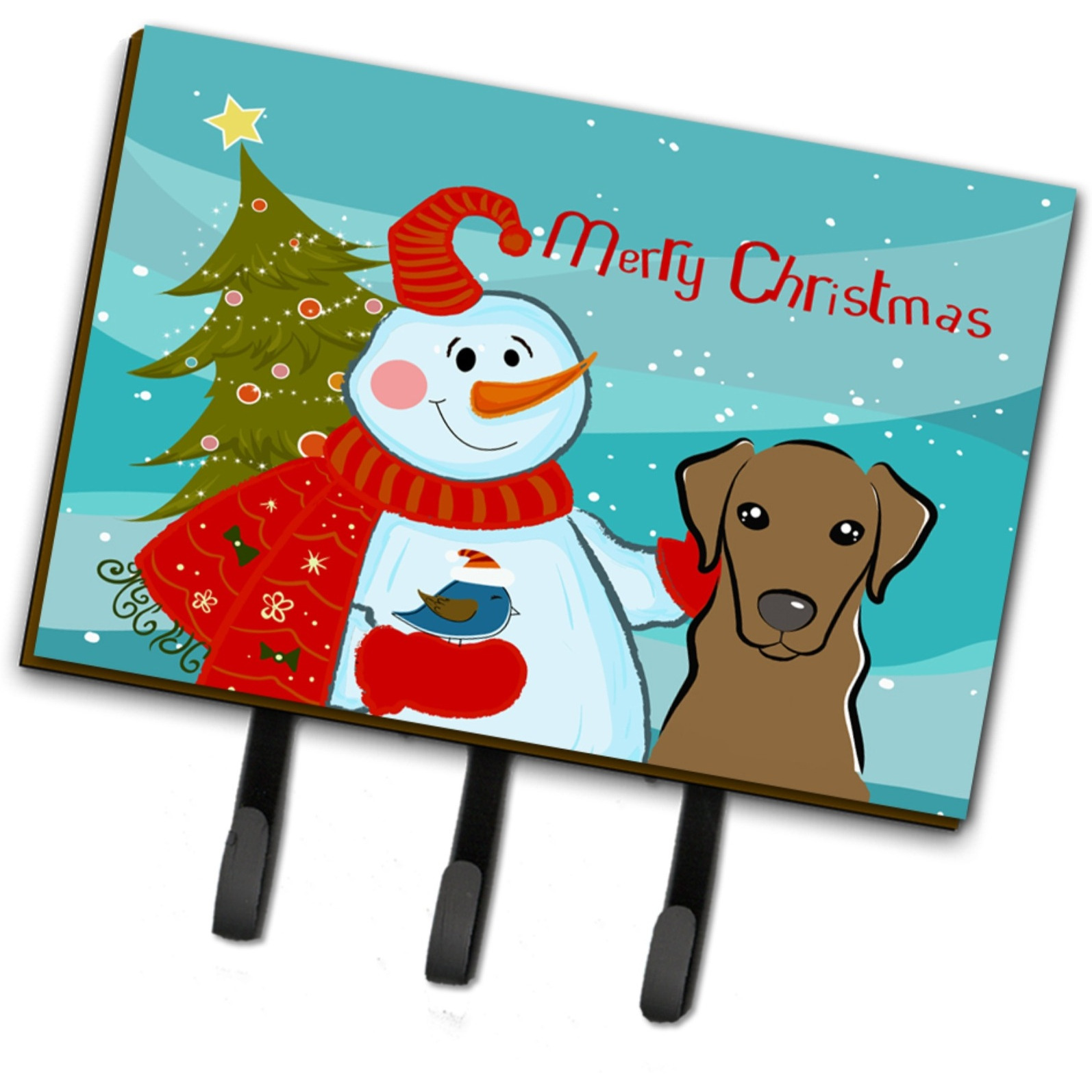 &quotCaroline's Treasures BB1854TH68 Snowman with Chocolate Labrador Leash or Key Holder, Large, Multicolor"