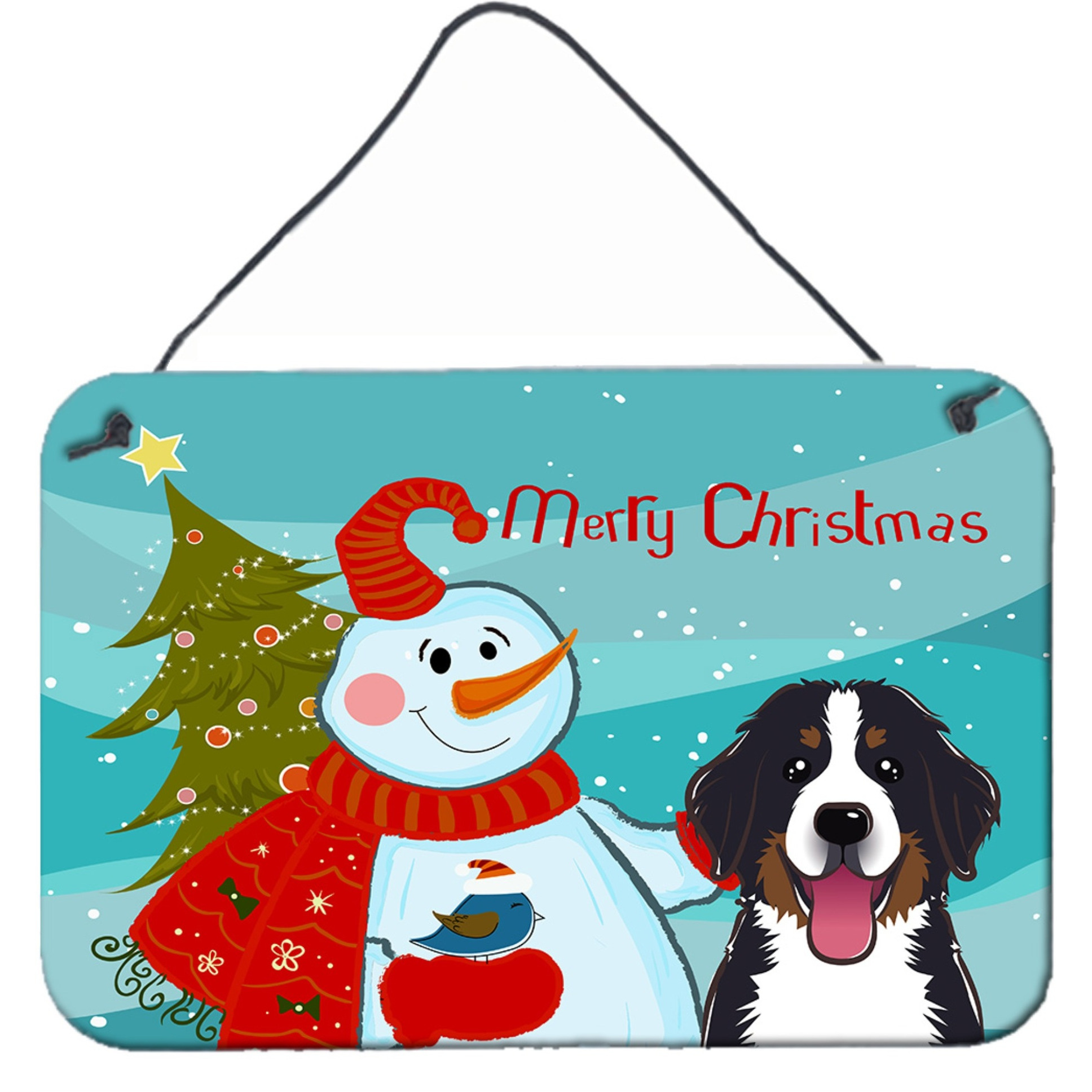 &quotCaroline's Treasures Snowman with Bernese Mountain Dog Wall or Door Hanging Prints BB1857DS812, 8HX12W"