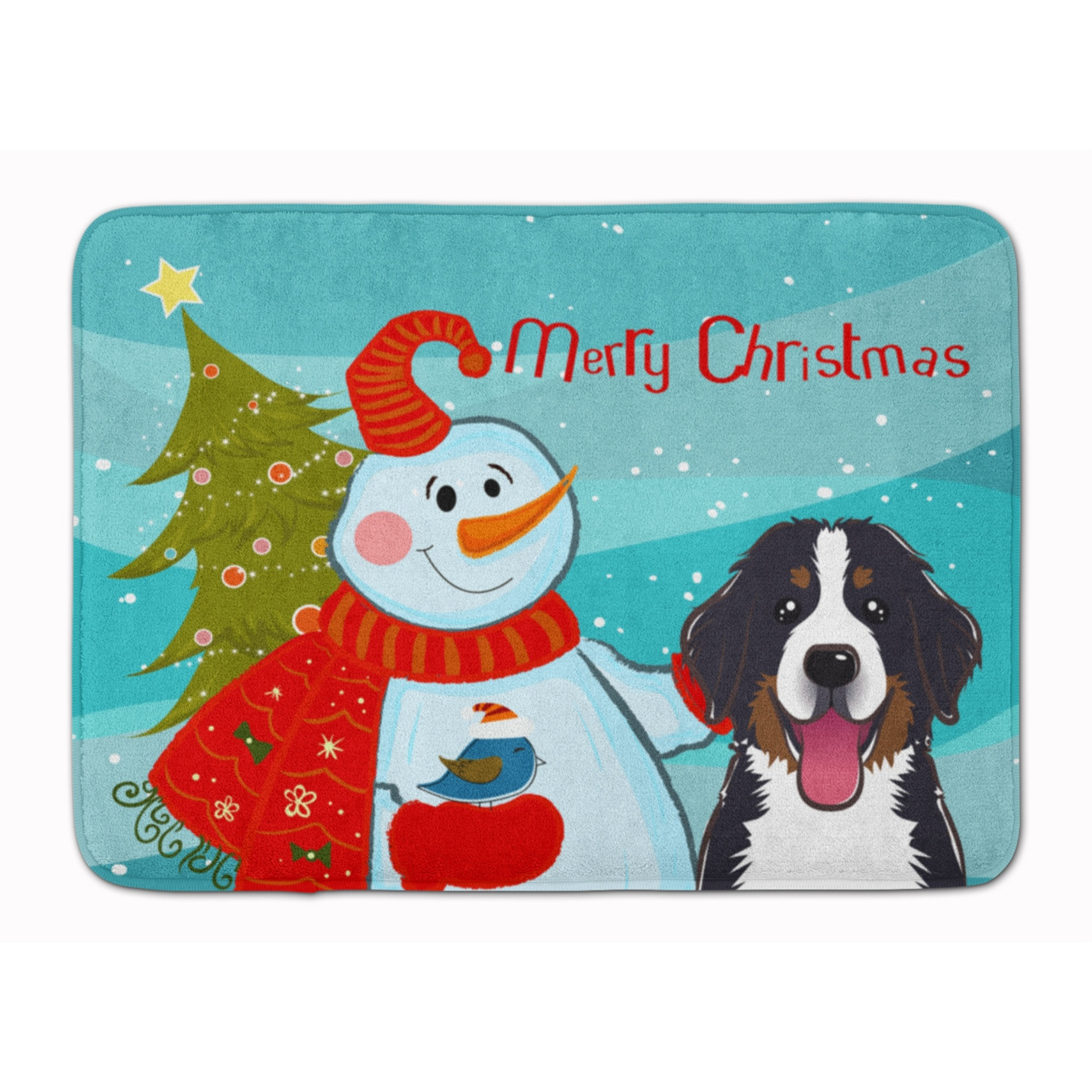 &quotCaroline's Treasures Snowman with Bernese Mountain Dog Floor Mat, 19"" x 27"", Multicolor"