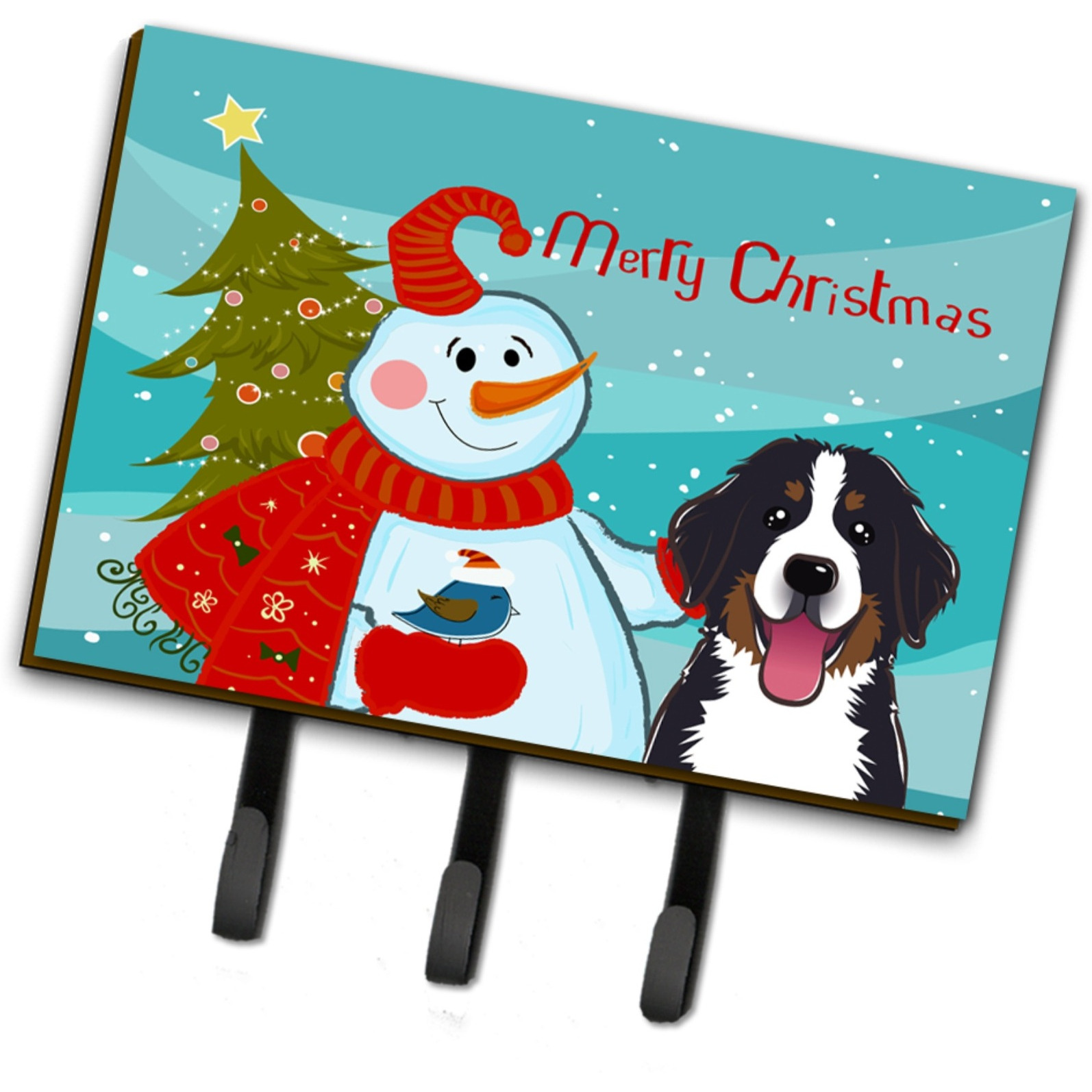 &quotCaroline's Treasures BB1857TH68 Snowman with Bernese Mountain Dog Leash or Key Holder, Large, Multicolor"