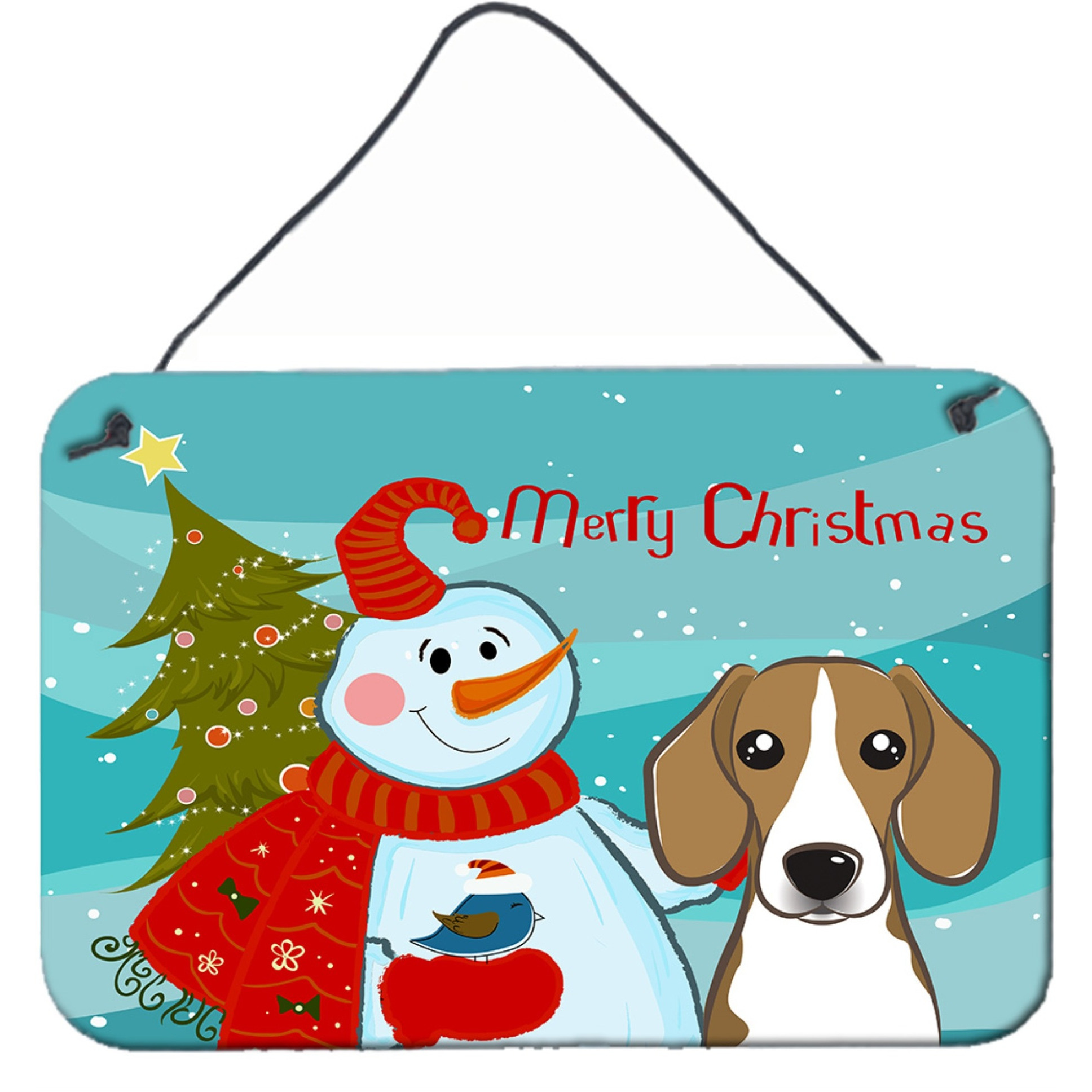 &quotCaroline's Treasures Snowman with Beagle Wall or Door Hanging Prints BB1859DS812, 8HX12W"