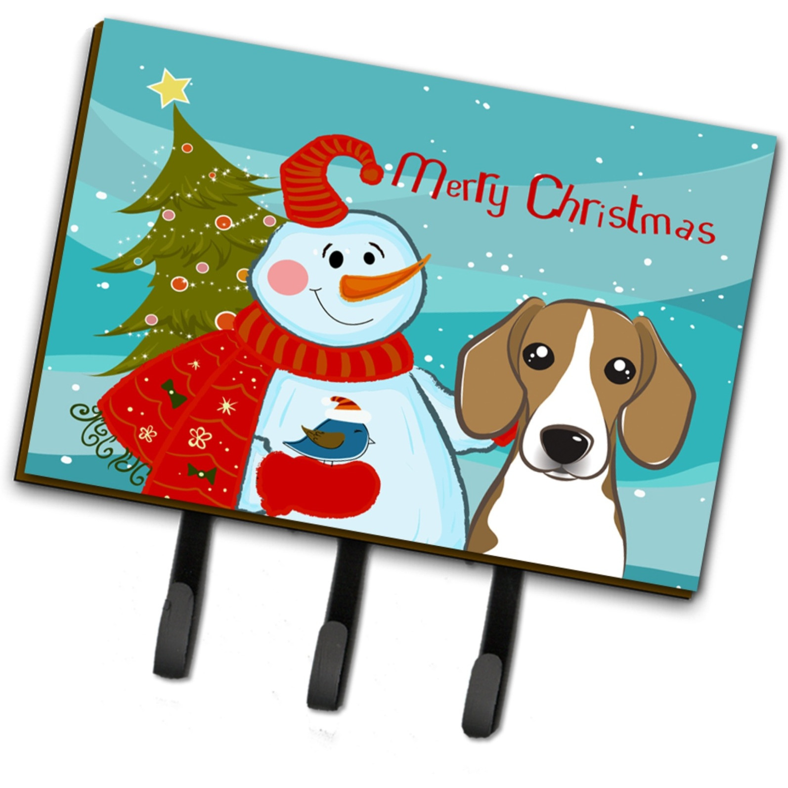 &quotCaroline's Treasures BB1859TH68 Snowman with Beagle Leash or Key Holder, Large, Multicolor"