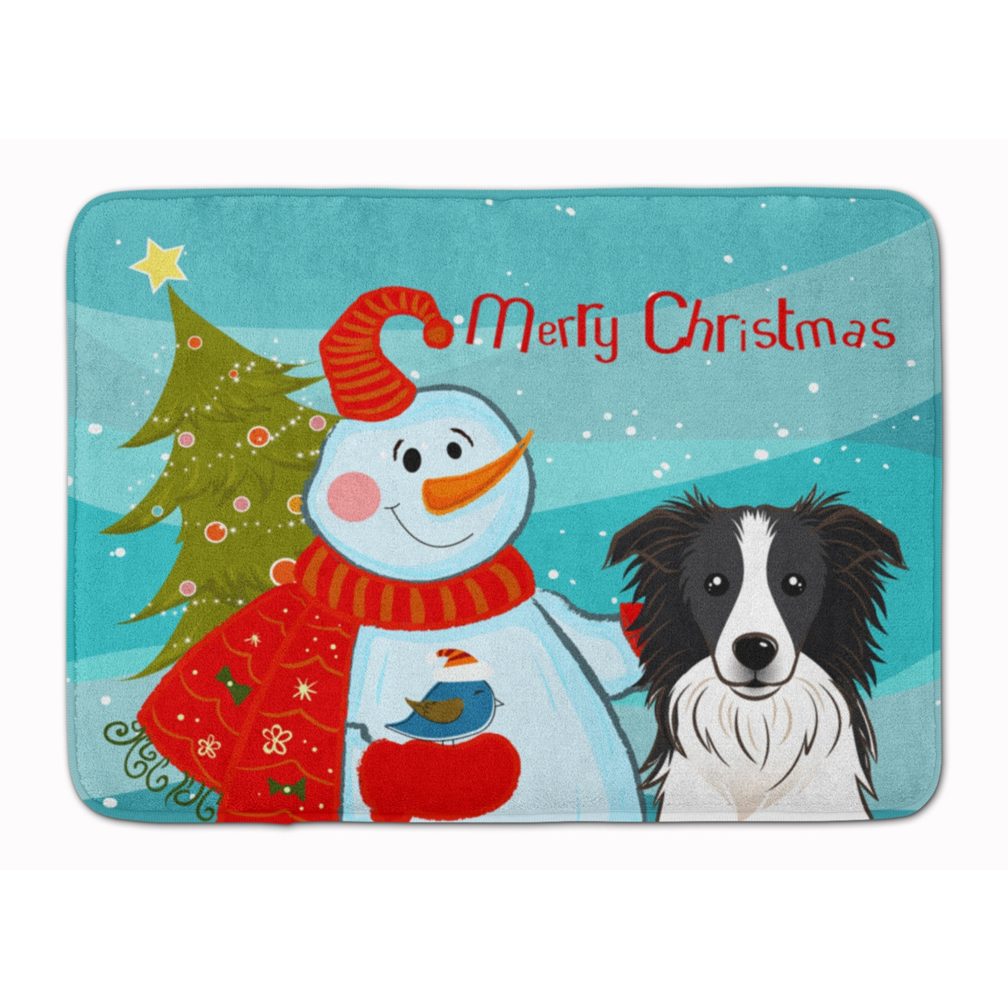 &quotCaroline's Treasures Snowman with Border Collie Floor Mat, 19"" x 27"", Multicolor"