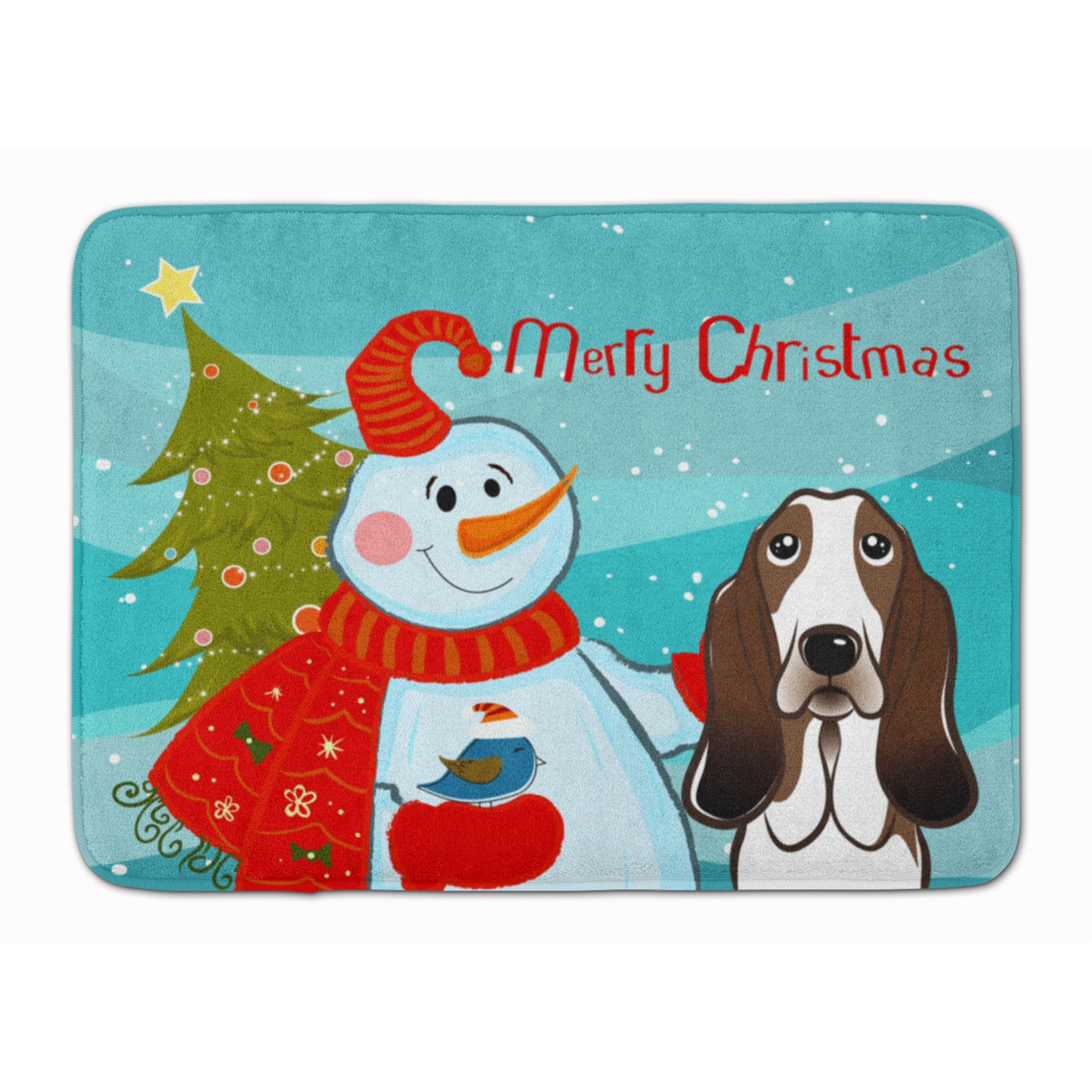 &quotCaroline's Treasures Snowman with Basset Hound Floor Mat, 19"" x 27"", Multicolor"