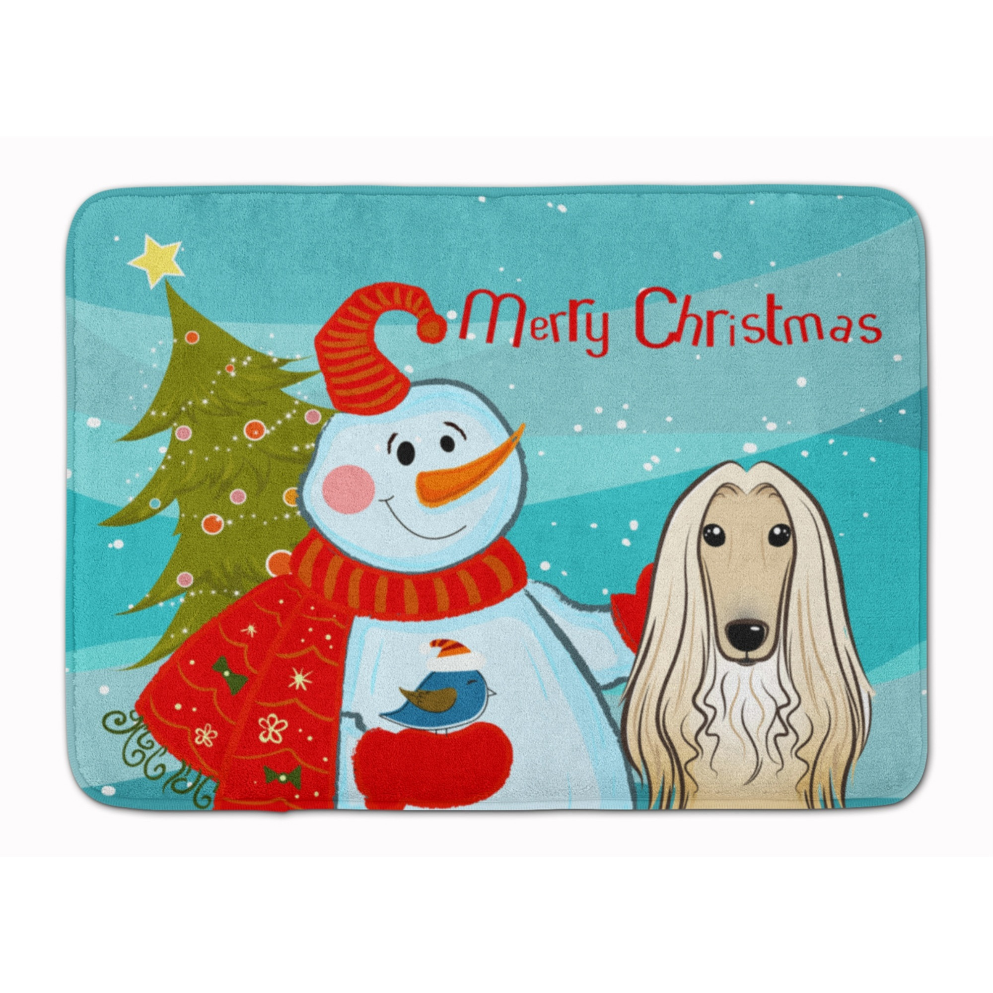 &quotCaroline's Treasures Snowman with Afghan Hound Floor Mat, 19"" x 27"", Multicolor"