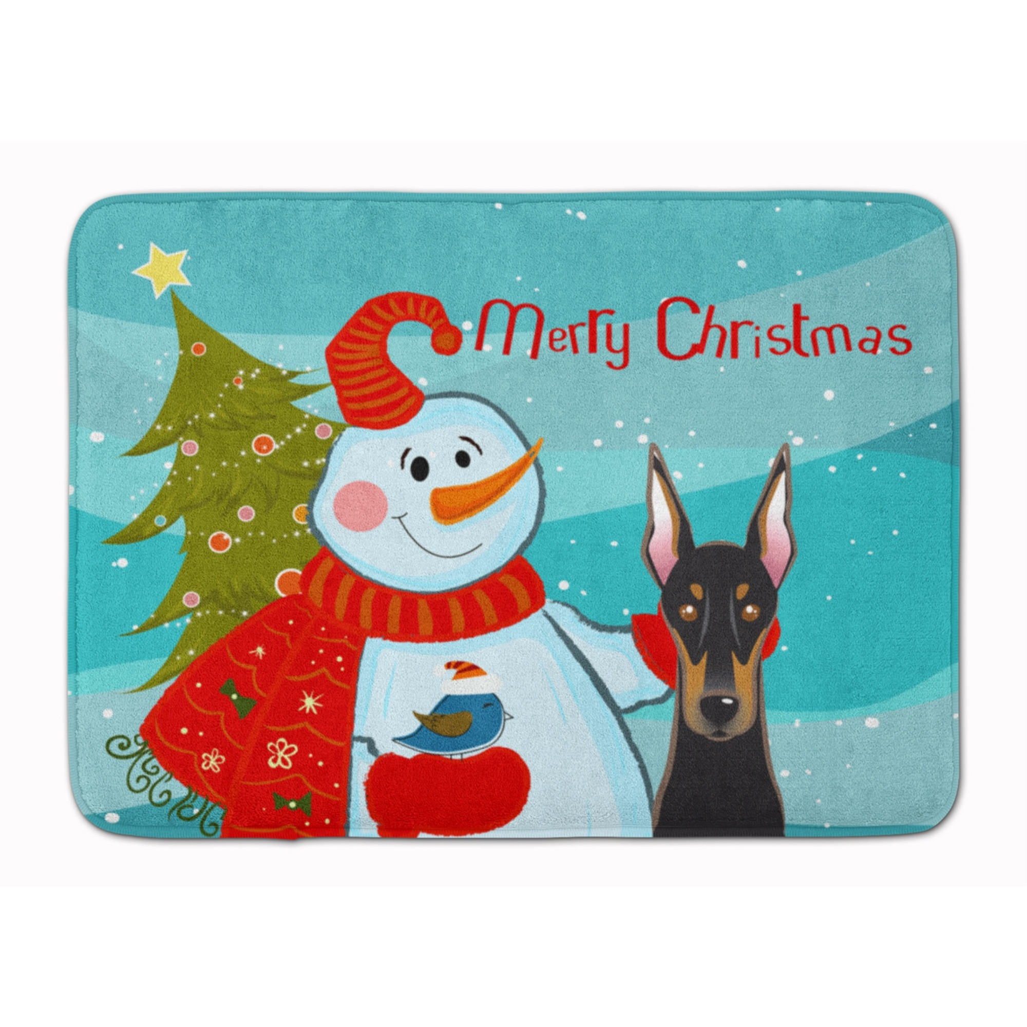 &quotCaroline's Treasures Snowman with Doberman Floor Mat, 19"" x 27"", Multicolor"