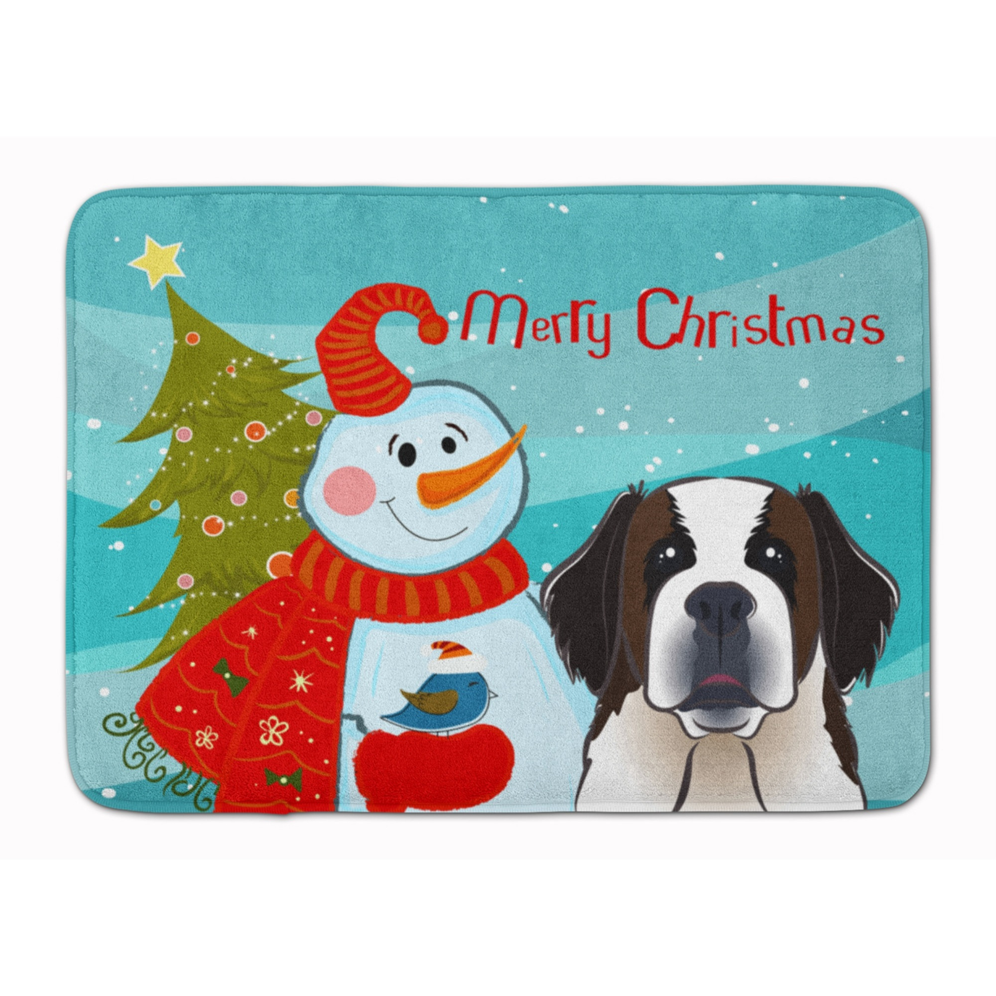 &quotCaroline's Treasures Snowman with Saint Bernard Floor Mat, 19"" x 27"", Multicolor"