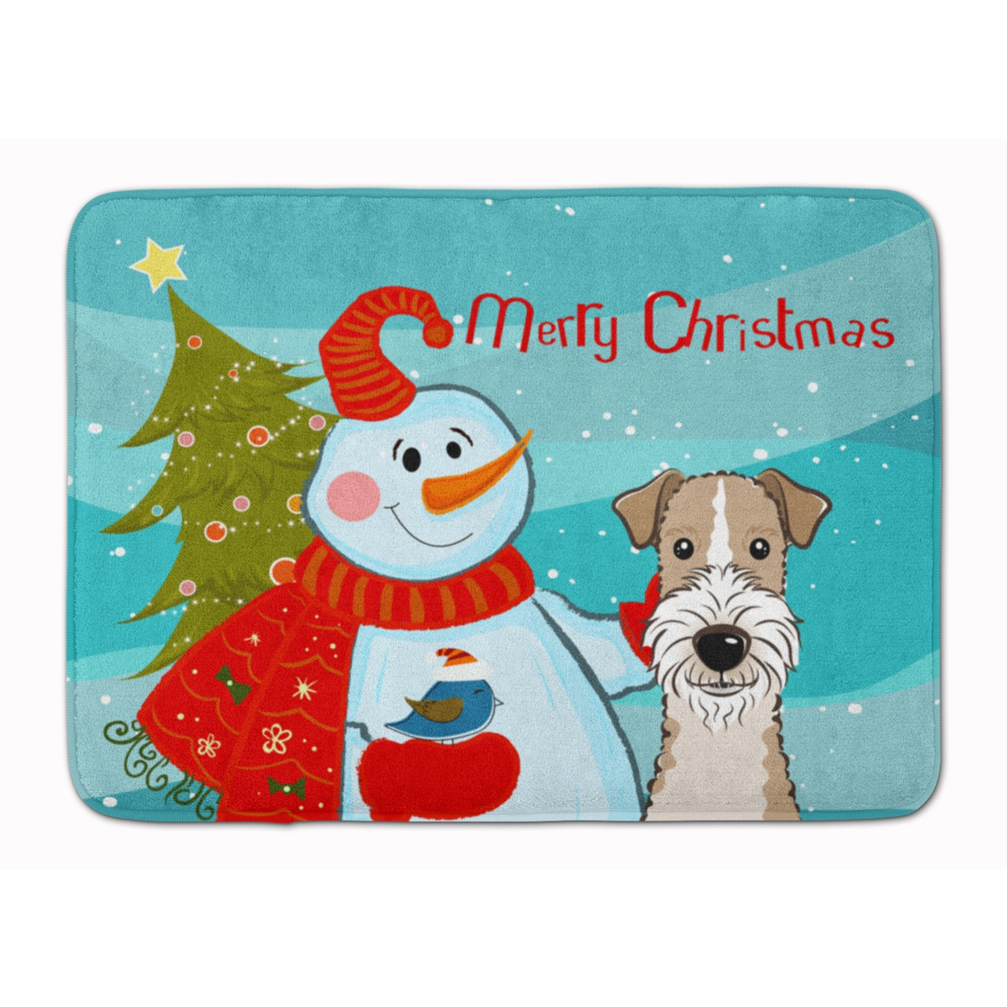 &quotCaroline's Treasures Snowman with Wire Haired Fox Terrier, 19"" x 27"", Multicolor"