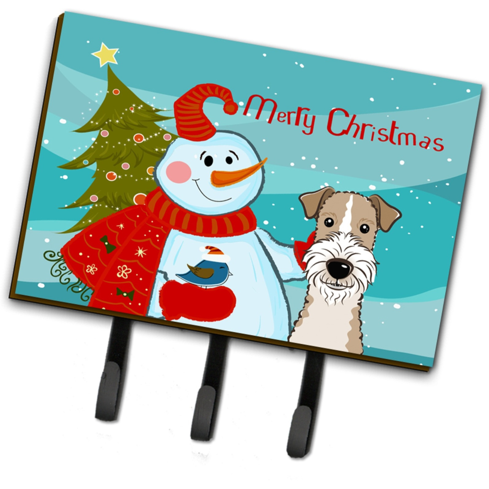 &quotCaroline's Treasures BB1867TH68 Snowman with Wire Haired Fox Terrier Leash or Key Holder, Large, Multicolor"