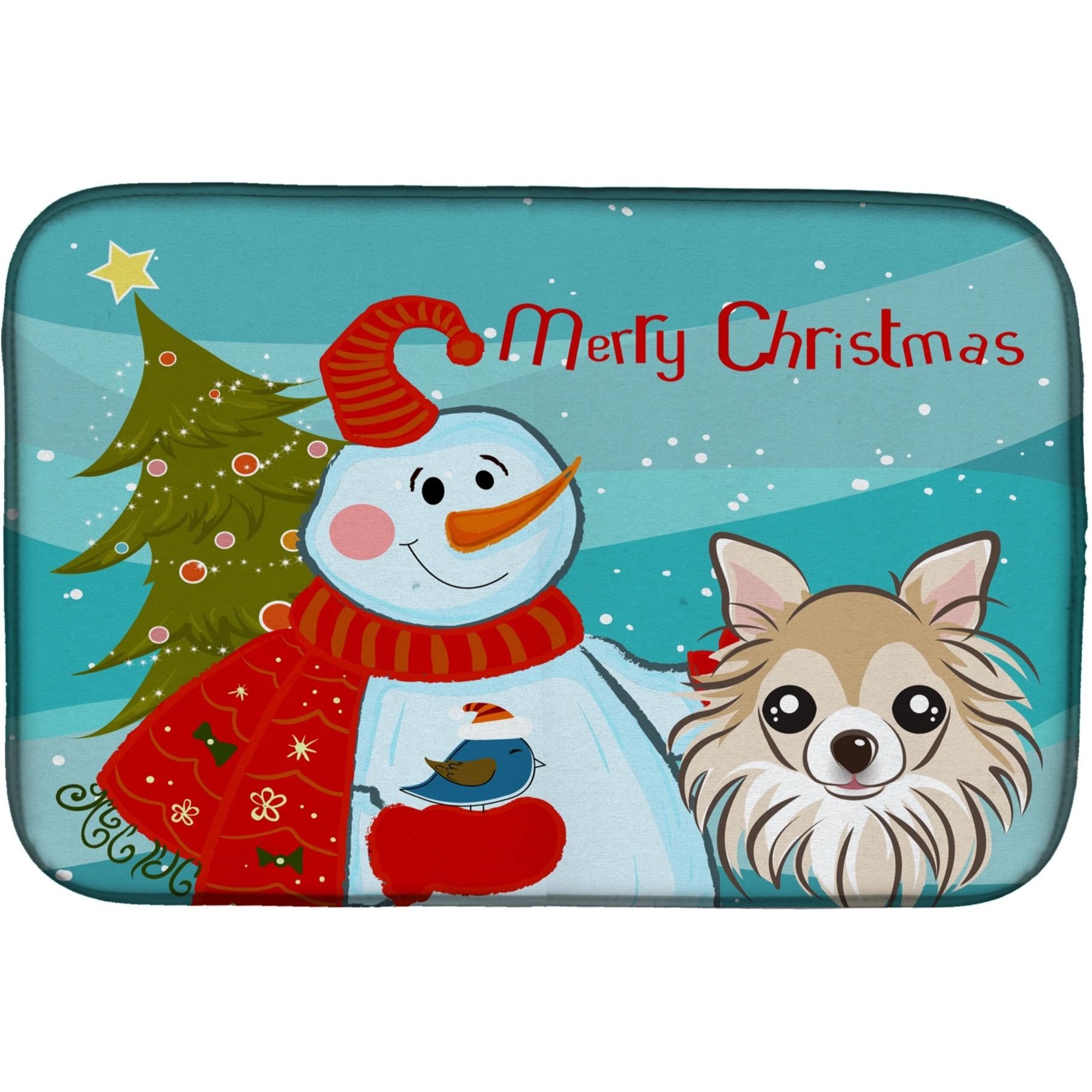 &quotCaroline's Treasures Snowman with Chihuahua Dish Drying Mat, 14 x 21"