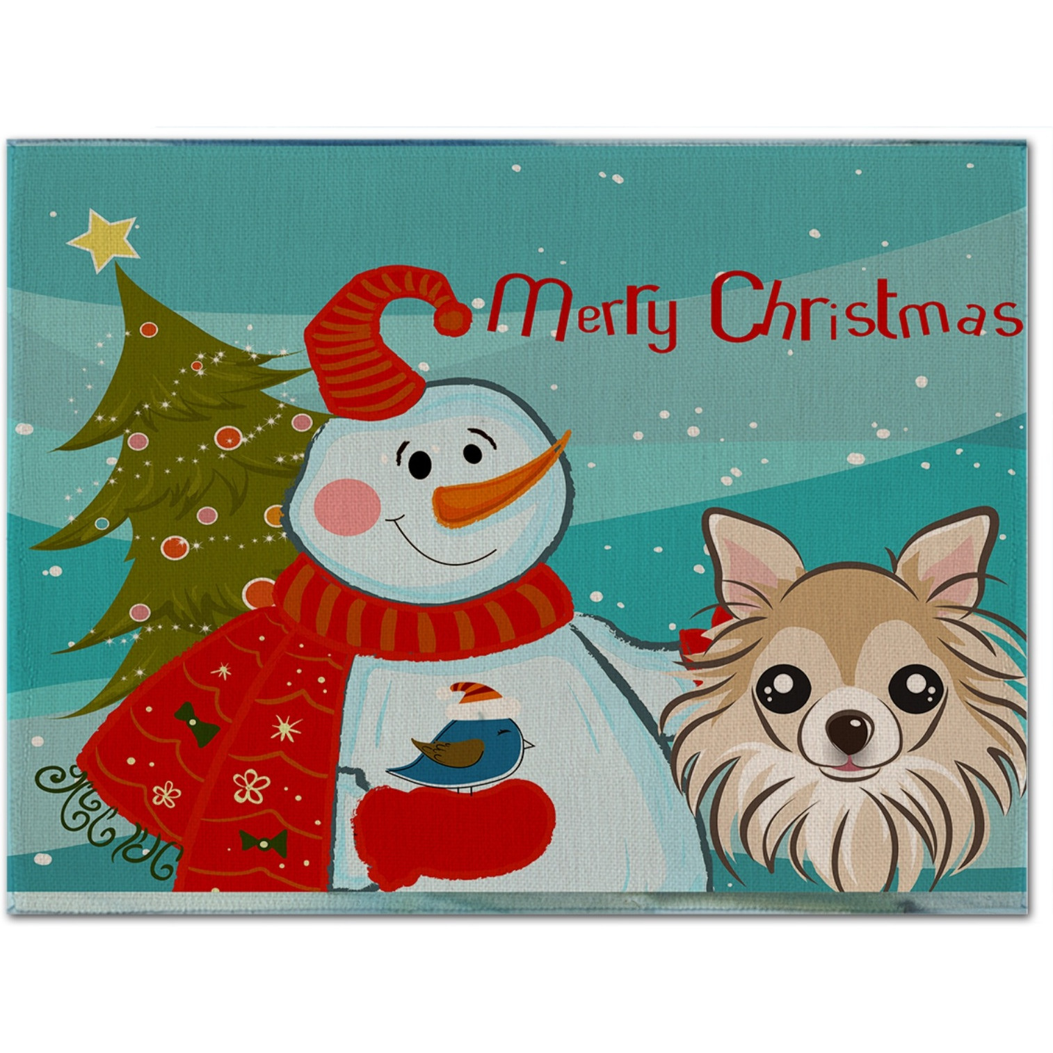 &quotCaroline's Treasures BB1871PLMT Snowman With Chihuahua Fabric Placemat, Multicolor"