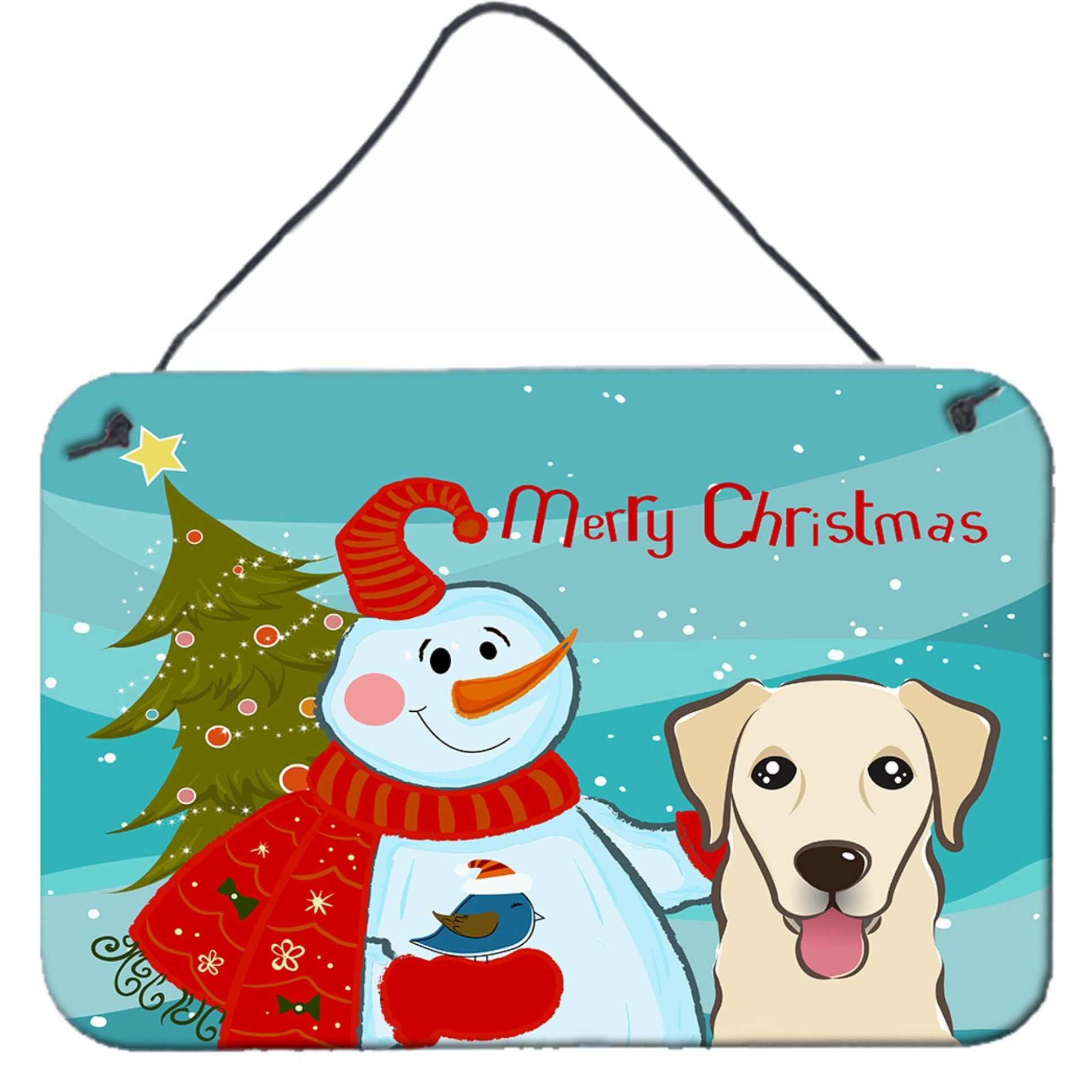 &quotCaroline's Treasures Snowman with Golden Retriever Wall or Door Hanging Prints BB1872DS812, 8HX12W"