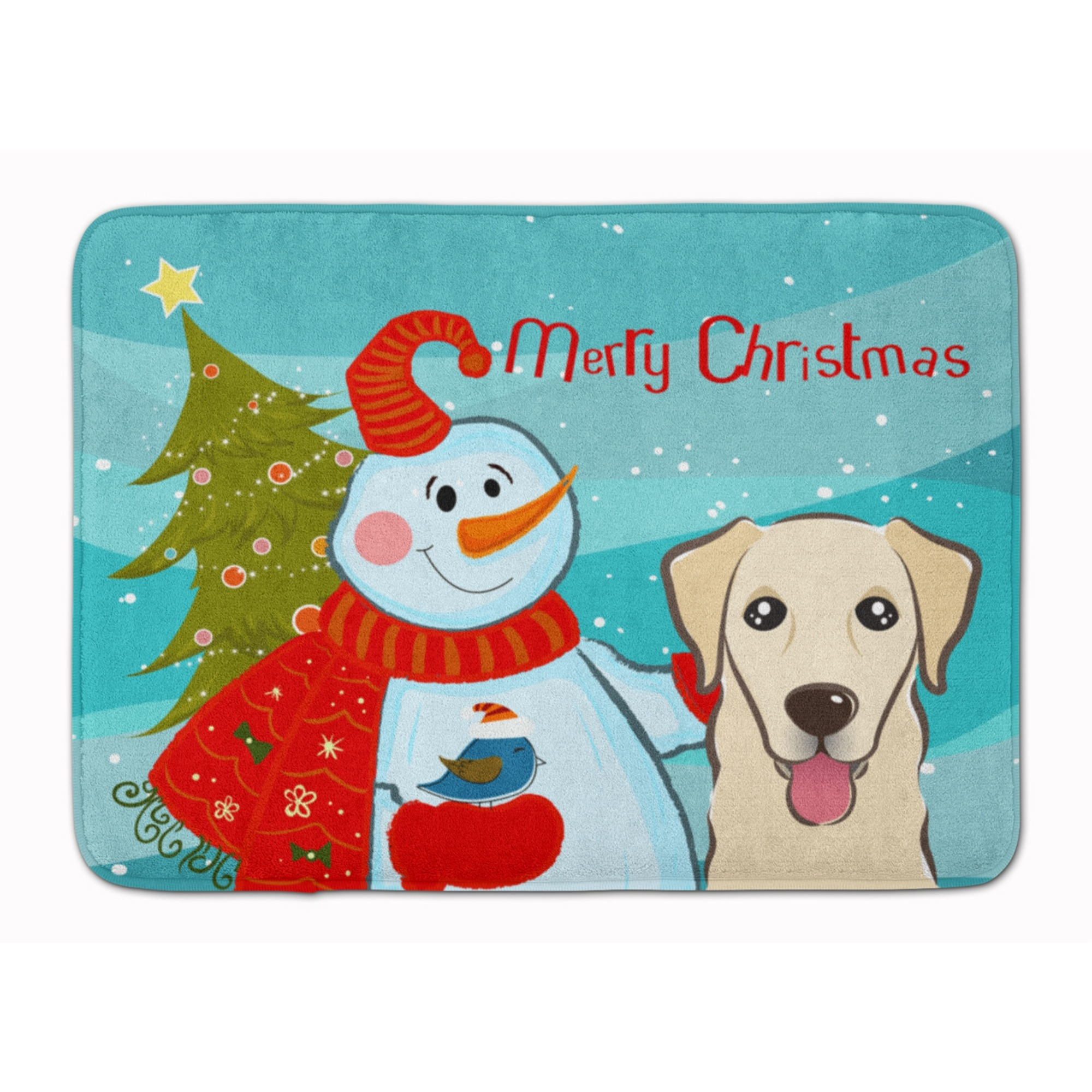 &quotCaroline's Treasures Snowman with Golden Retriever Floor Mat, 19"" x 27"", Multicolor"