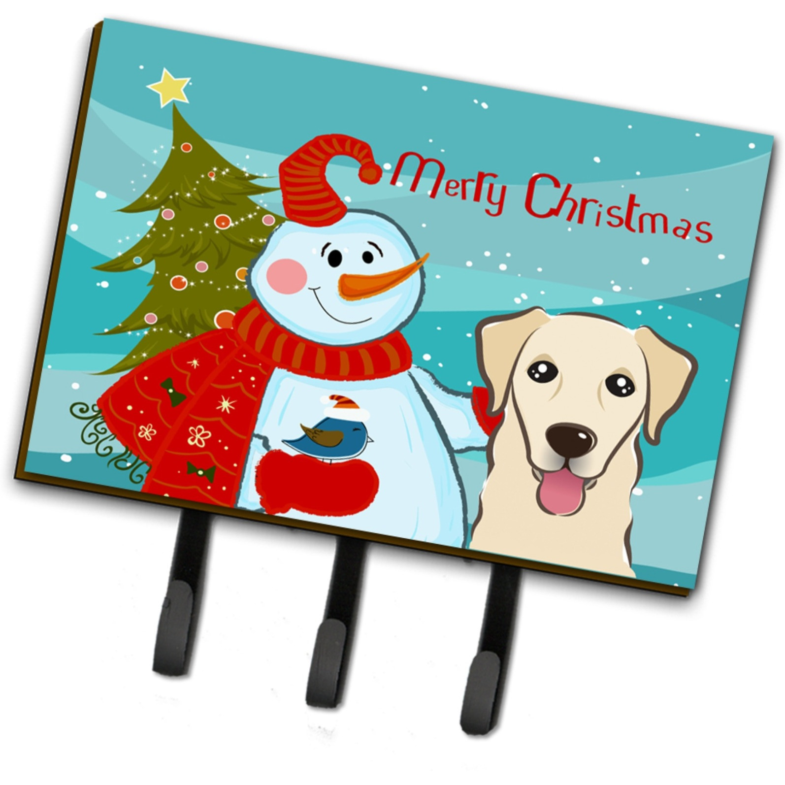 &quotCaroline's Treasures BB1872TH68 Snowman with Golden Retriever Leash or Key Holder, Large, Multicolor"