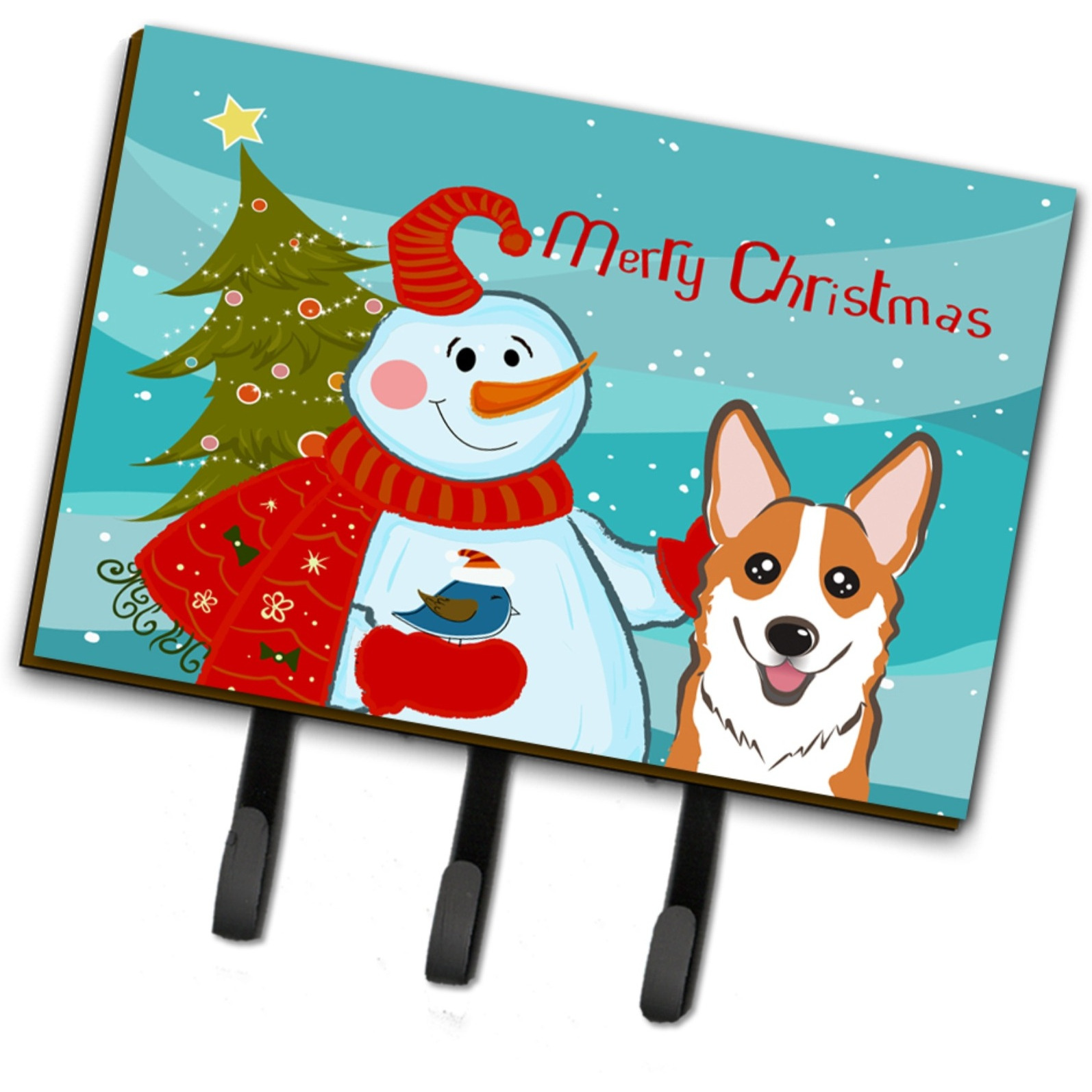 &quotCaroline's Treasures BB1874TH68 Snowman with Red Corgi Leash or Key Holder, Large, Multicolor"