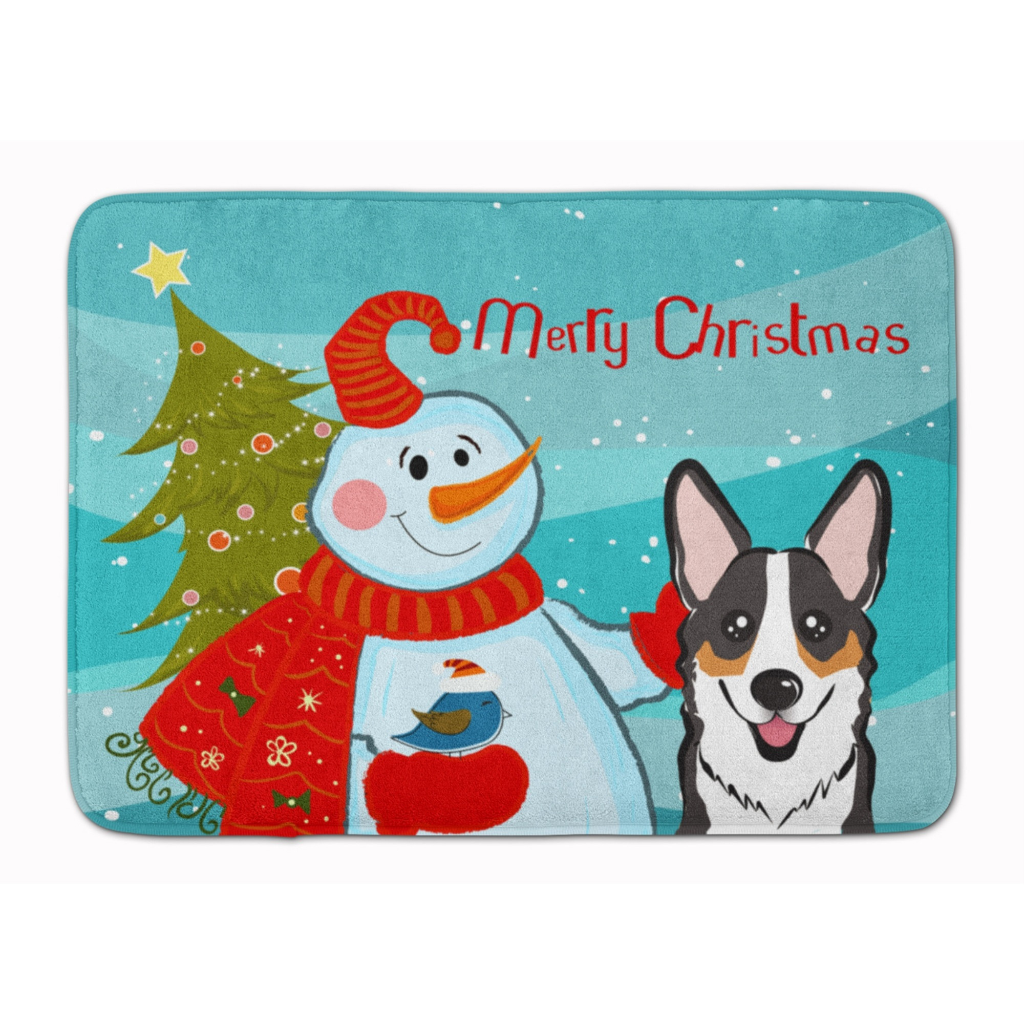&quotCaroline's Treasures Snowman with Tricolor Corgi Floor Mat, 19"" x 27"", Multicolor"