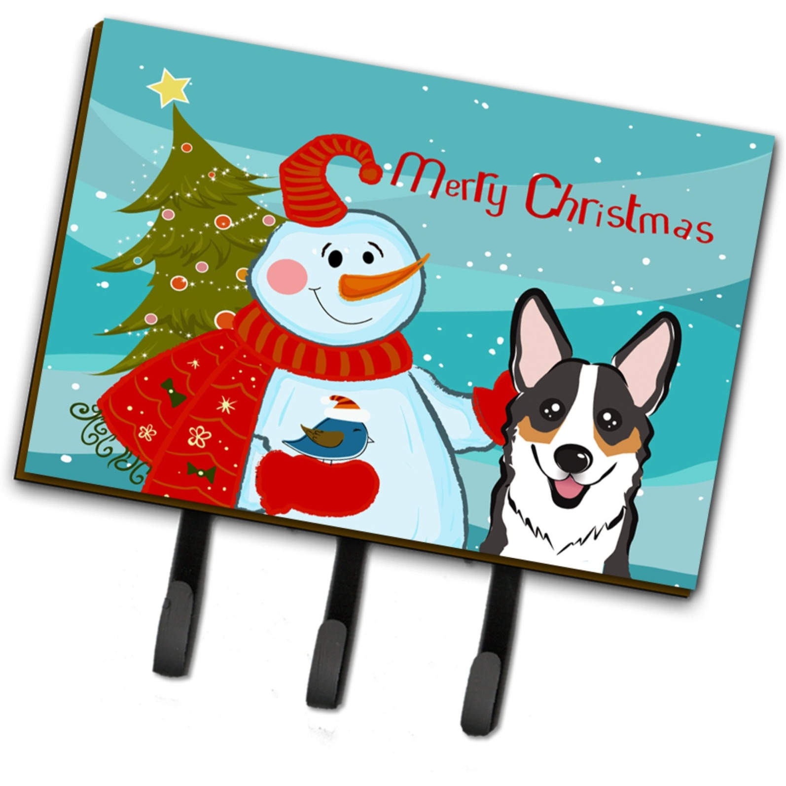 &quotCaroline's Treasures BB1875TH68 Snowman with Tricolor Corgi Leash or Key Holder, Large, Multicolor"