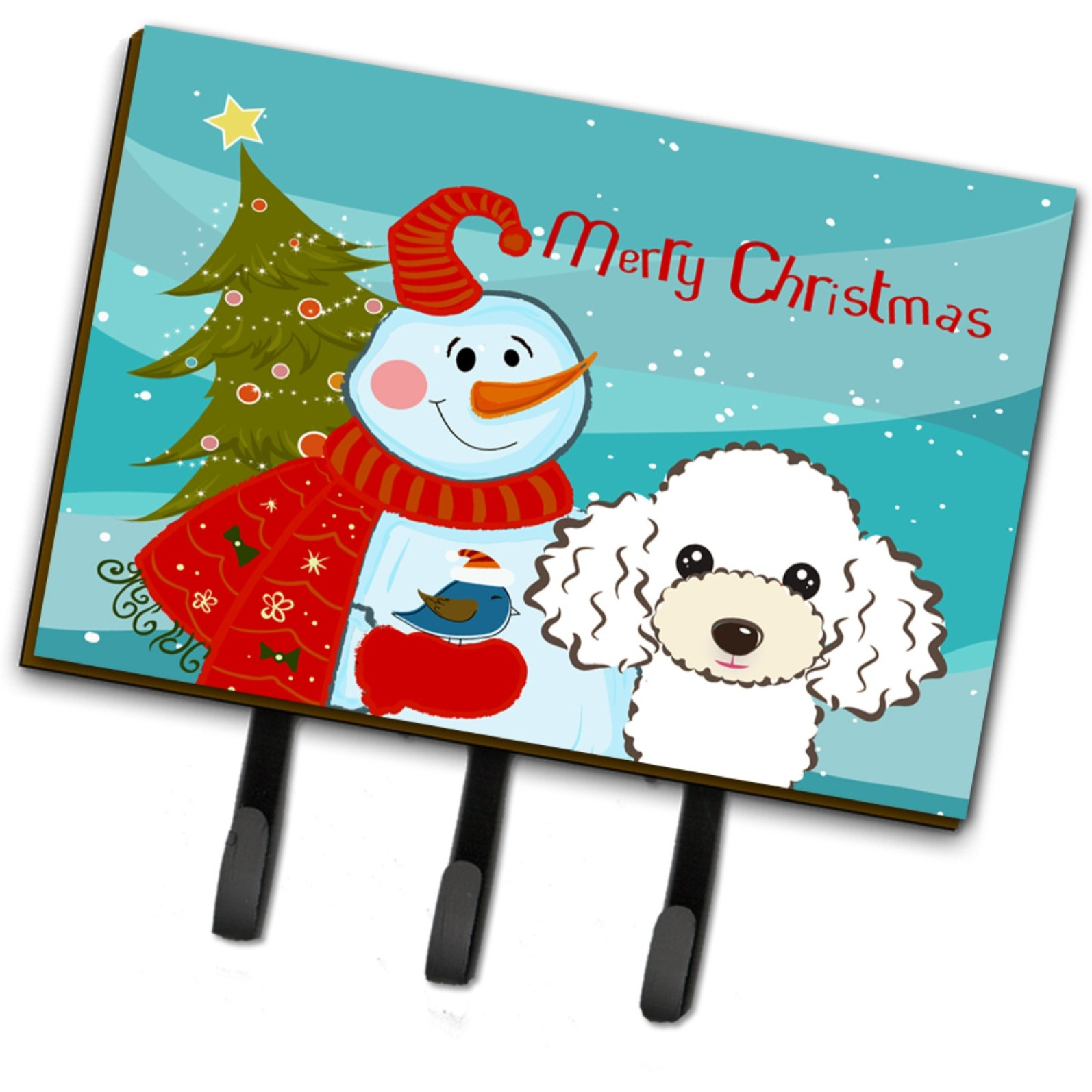 &quotCaroline's Treasures BB1877TH68 Snowman with White Poodle Leash or Key Holder, Large, Multicolor"